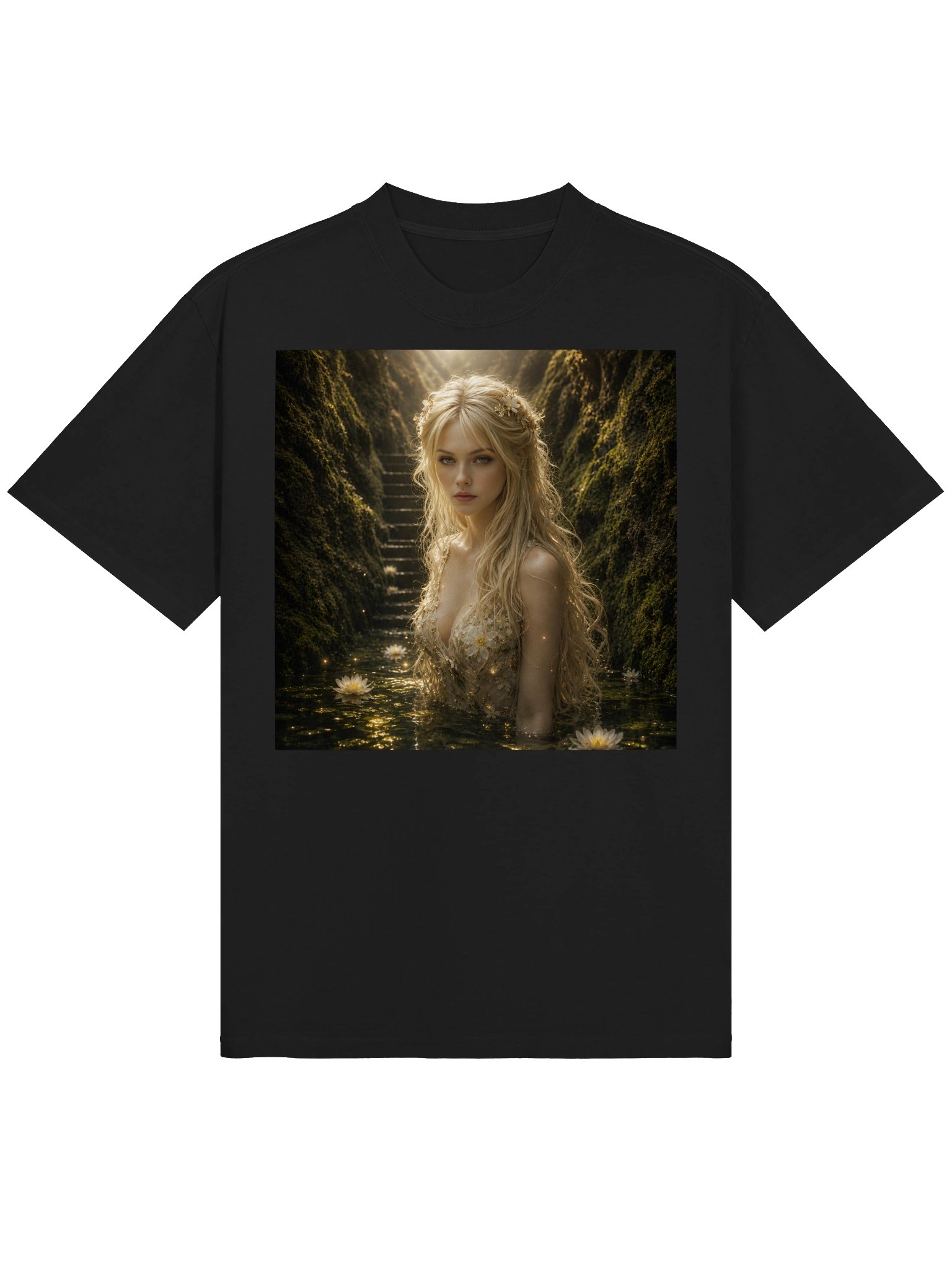 Enchanted Forest Goddess Fantasy T-Shirt | Mystical Nature Fairy Art Oversized Tee product image (3)