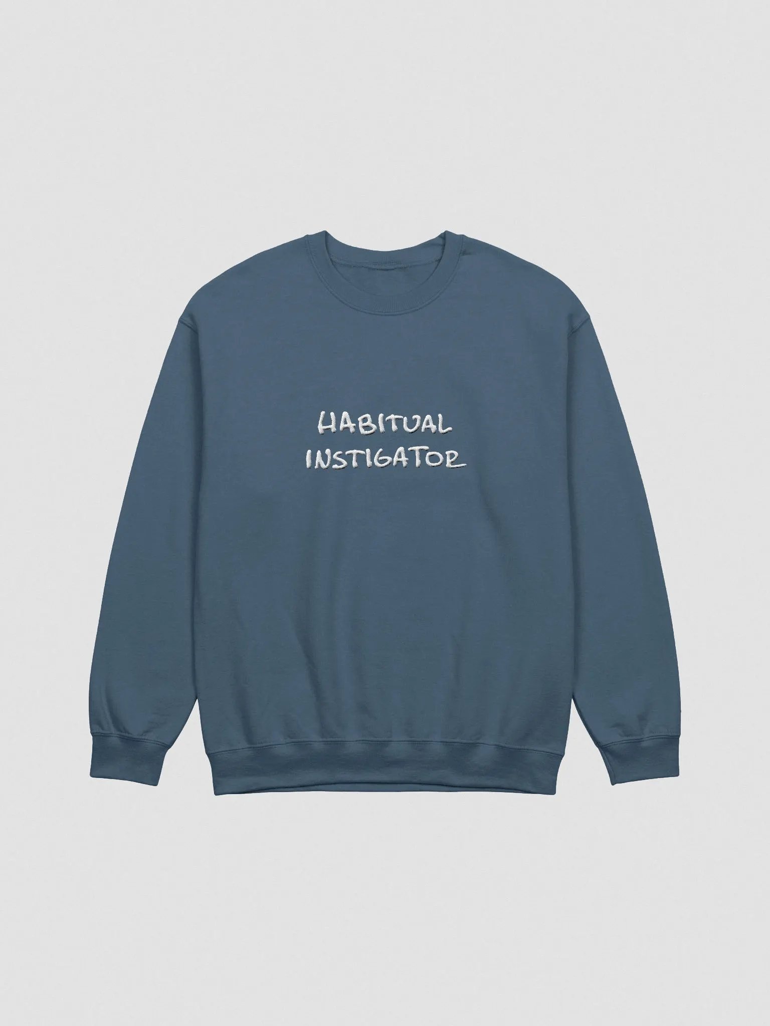 HABITUAL INSTIGATOR (lg. design, white thread) embroidered crewneck product image (7)
