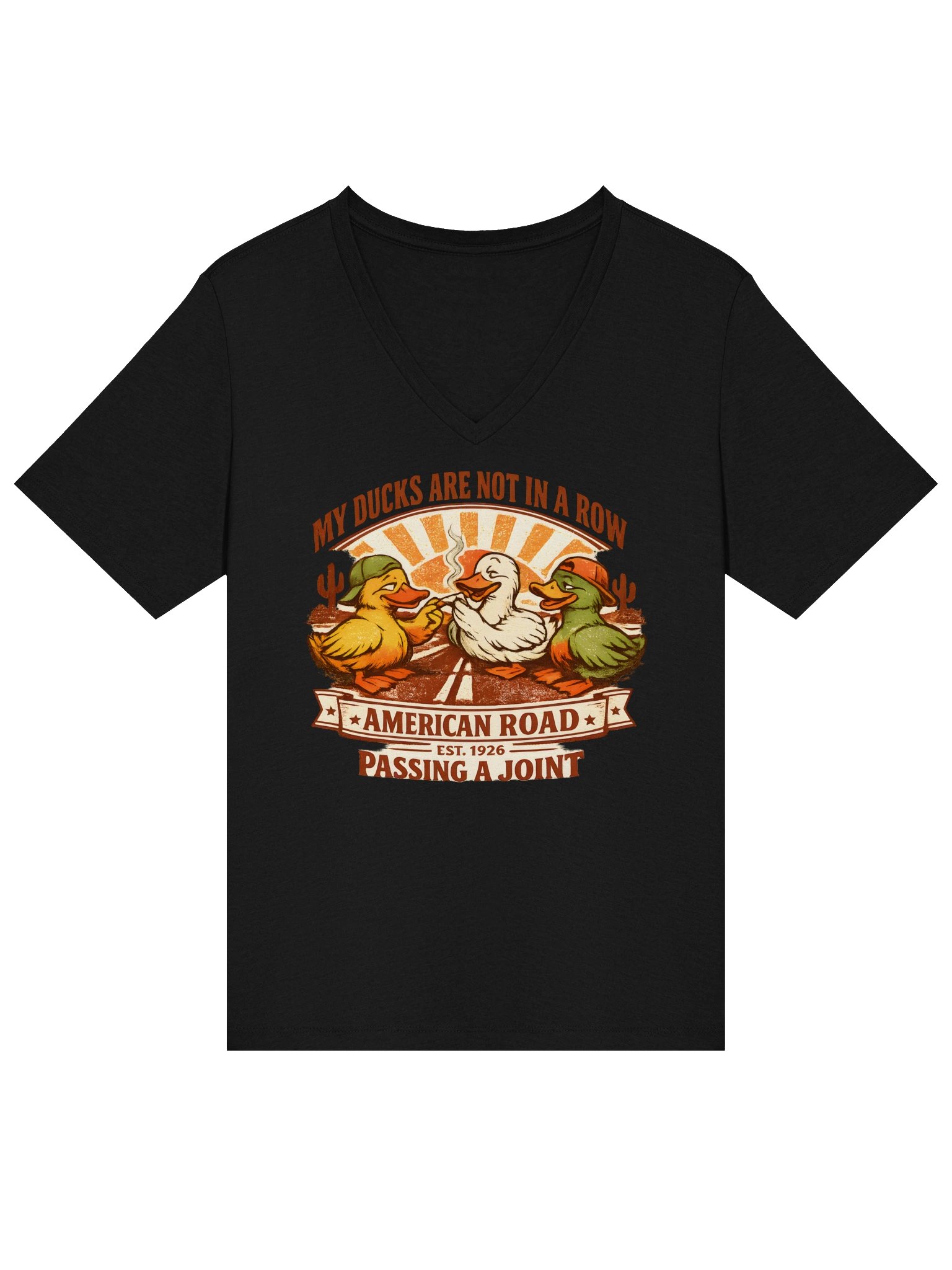 My Ducks Aren’t in a Row Vintage Duck V-Neck Tee product image (4)