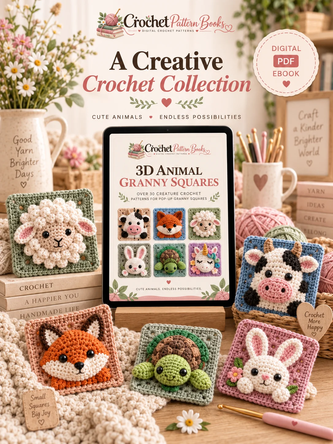 3D Animal Granny Squares 36 Pop Up Creature Crochet Patterns PDF Ebook product image (4)