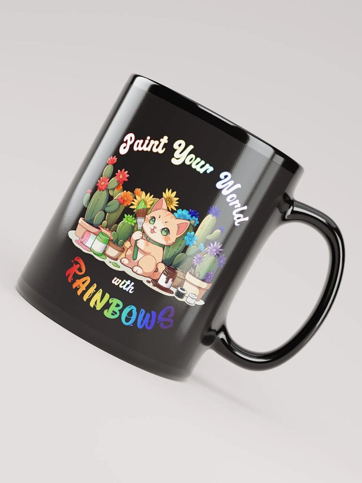 Rainbow Kitten Artist Black Glossy Mug product image (1)