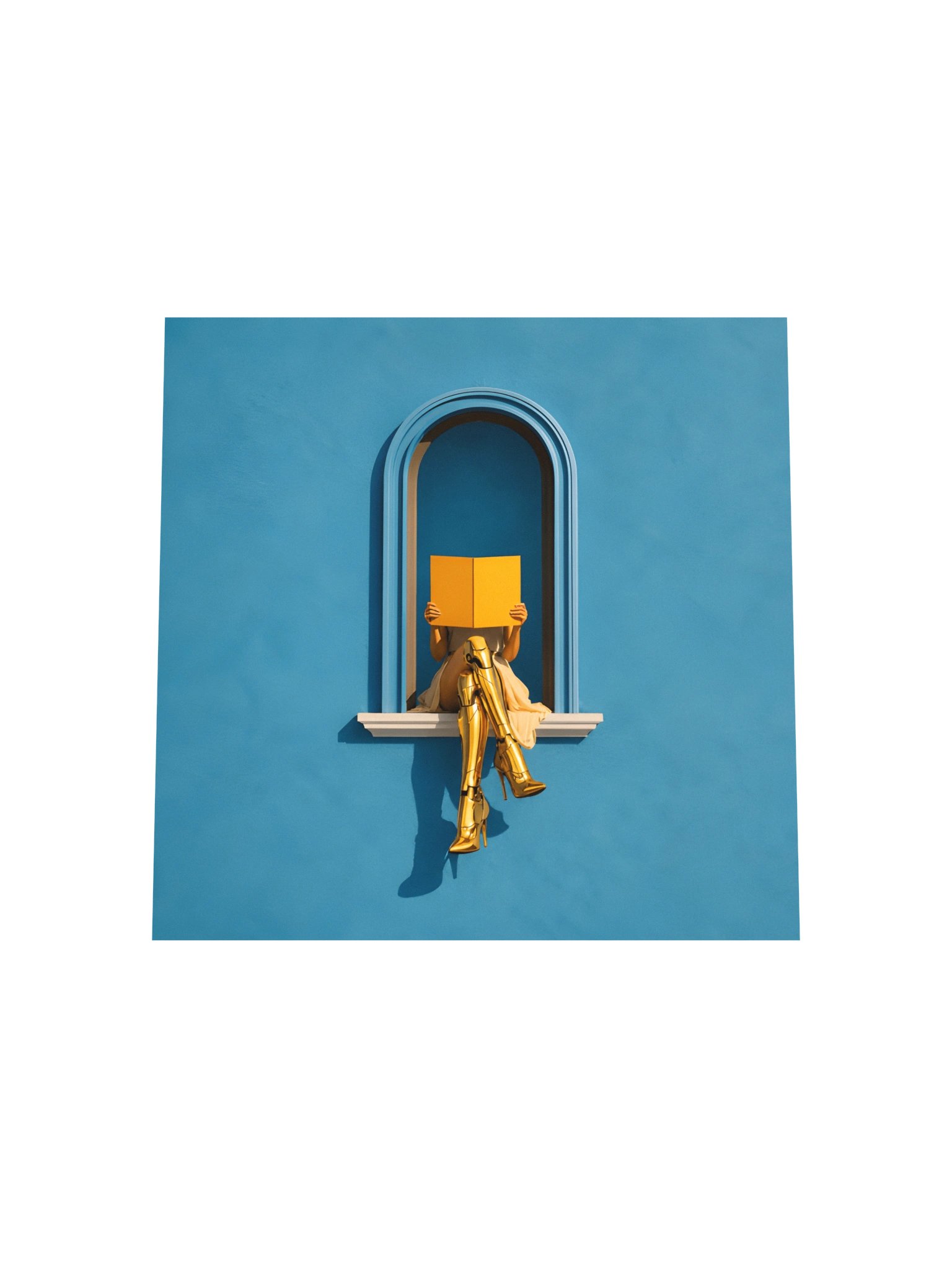 Golden Boots & Yellow Book | Minimalist Surreal Wall Art product image (5)