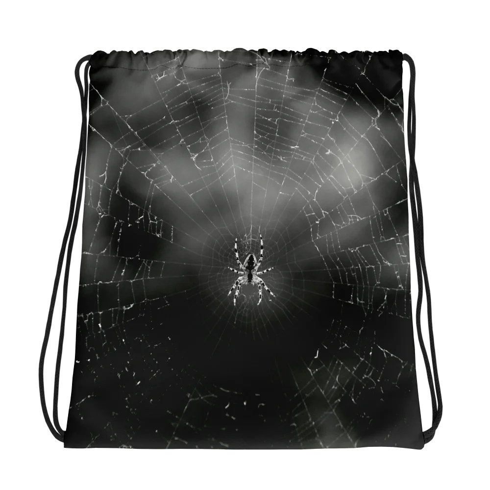Drawstring bag - Spider in the web, monochrome product image (1)