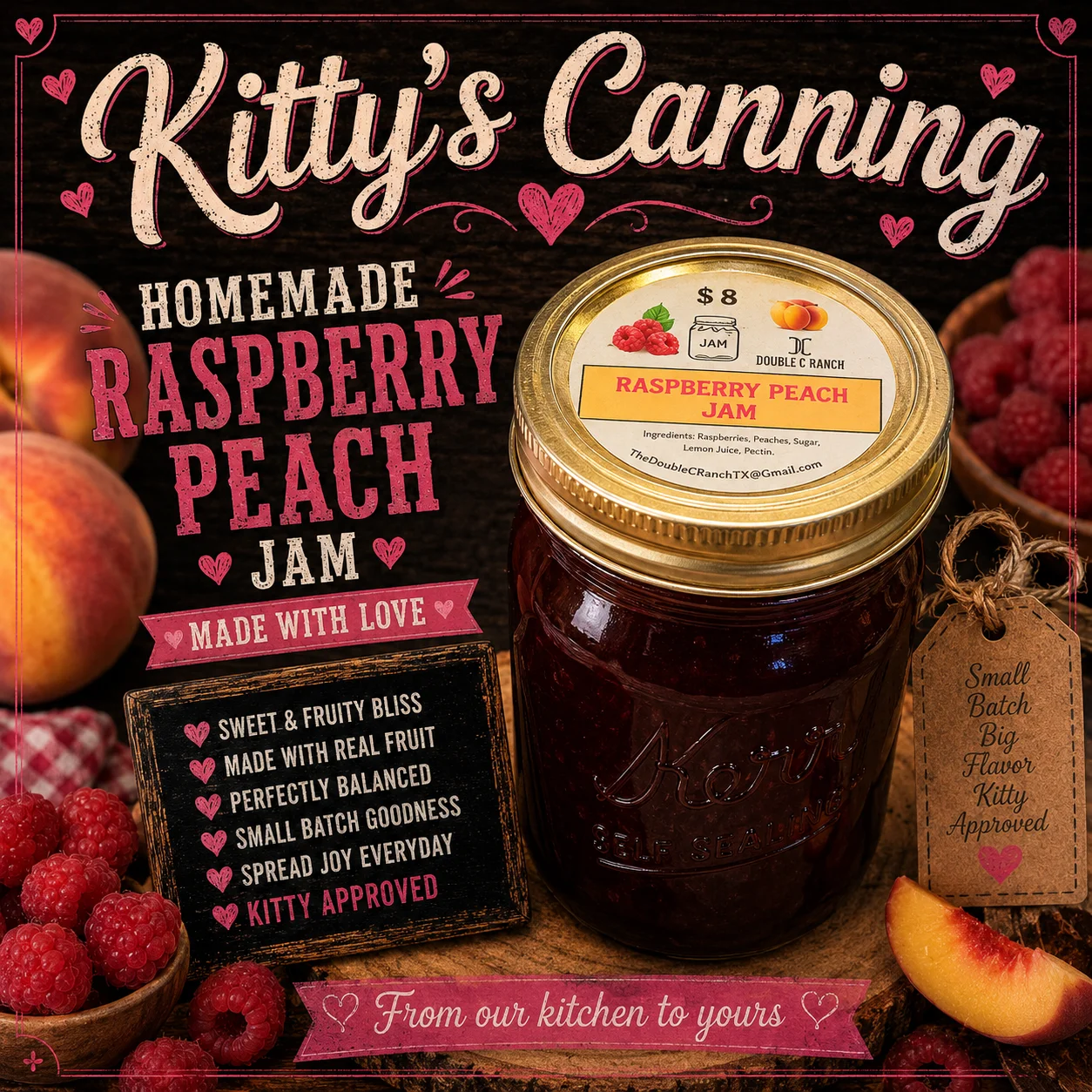 Organic Raspberry Peach Jam product image (1)