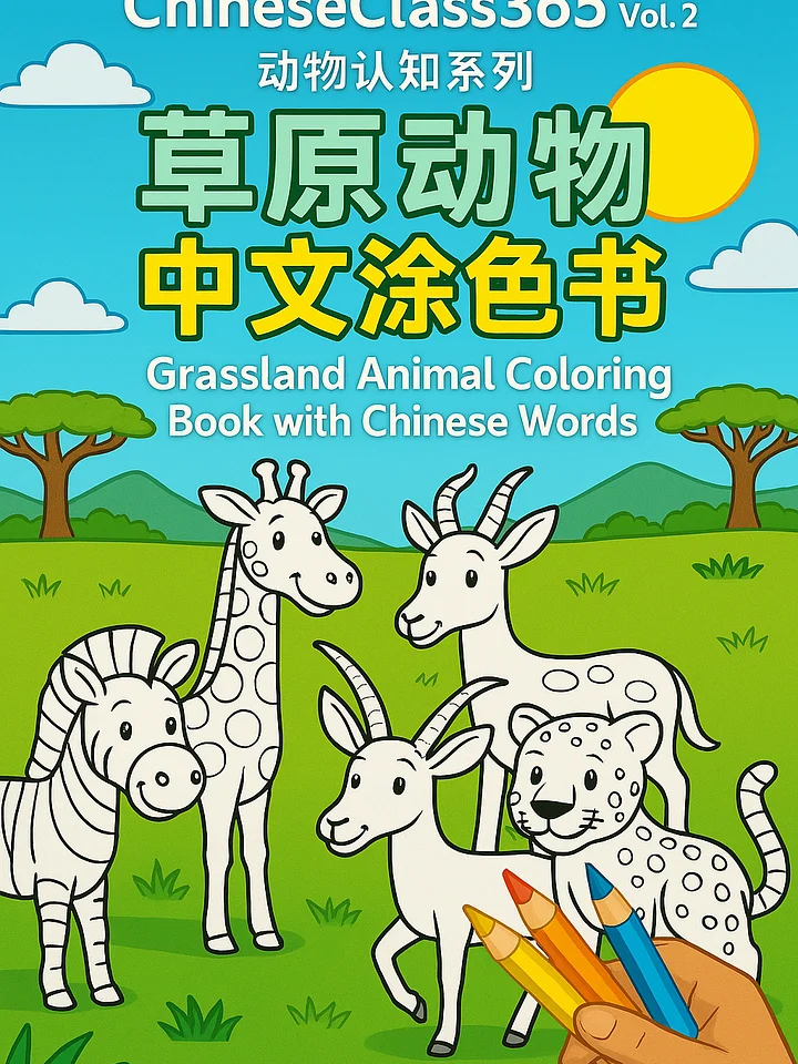 Grassland Animals Coloring Book for Kids | Printable Coloring Pages | Digital Download | Animal Series Vol.2 product image (1)