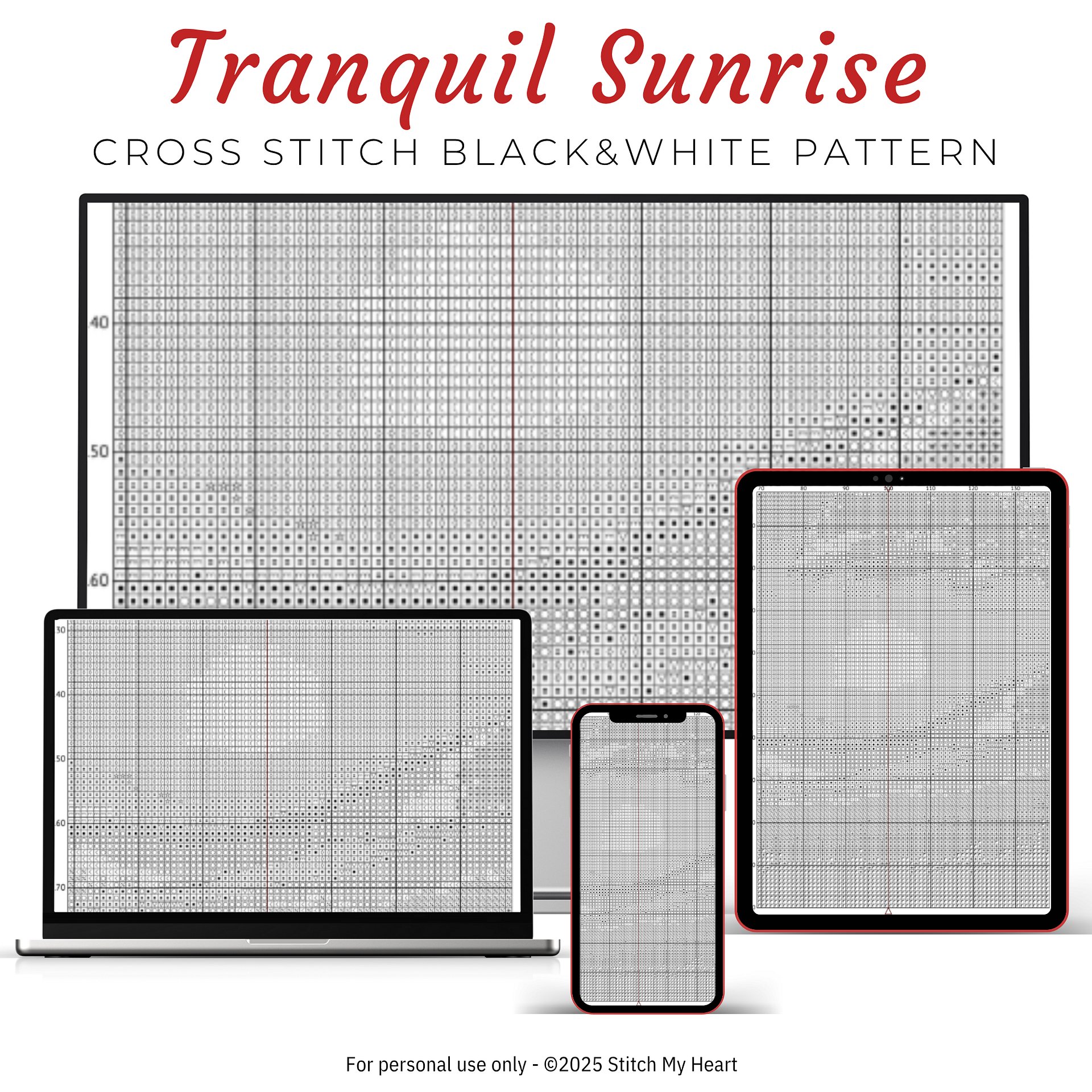 Landscape Tranquil Sunrise Cross Stitch Pattern product image (4)