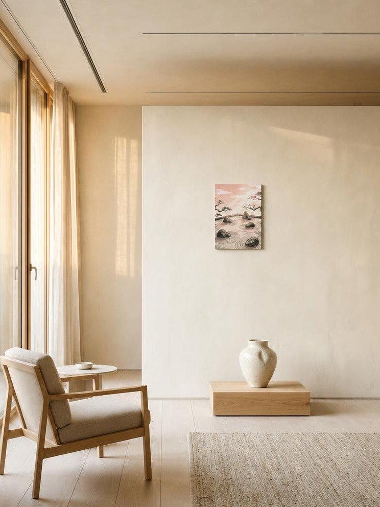 Serene Kyoto Rock Garden Canvas - Zen Minimalist Wall Art product image (2)
