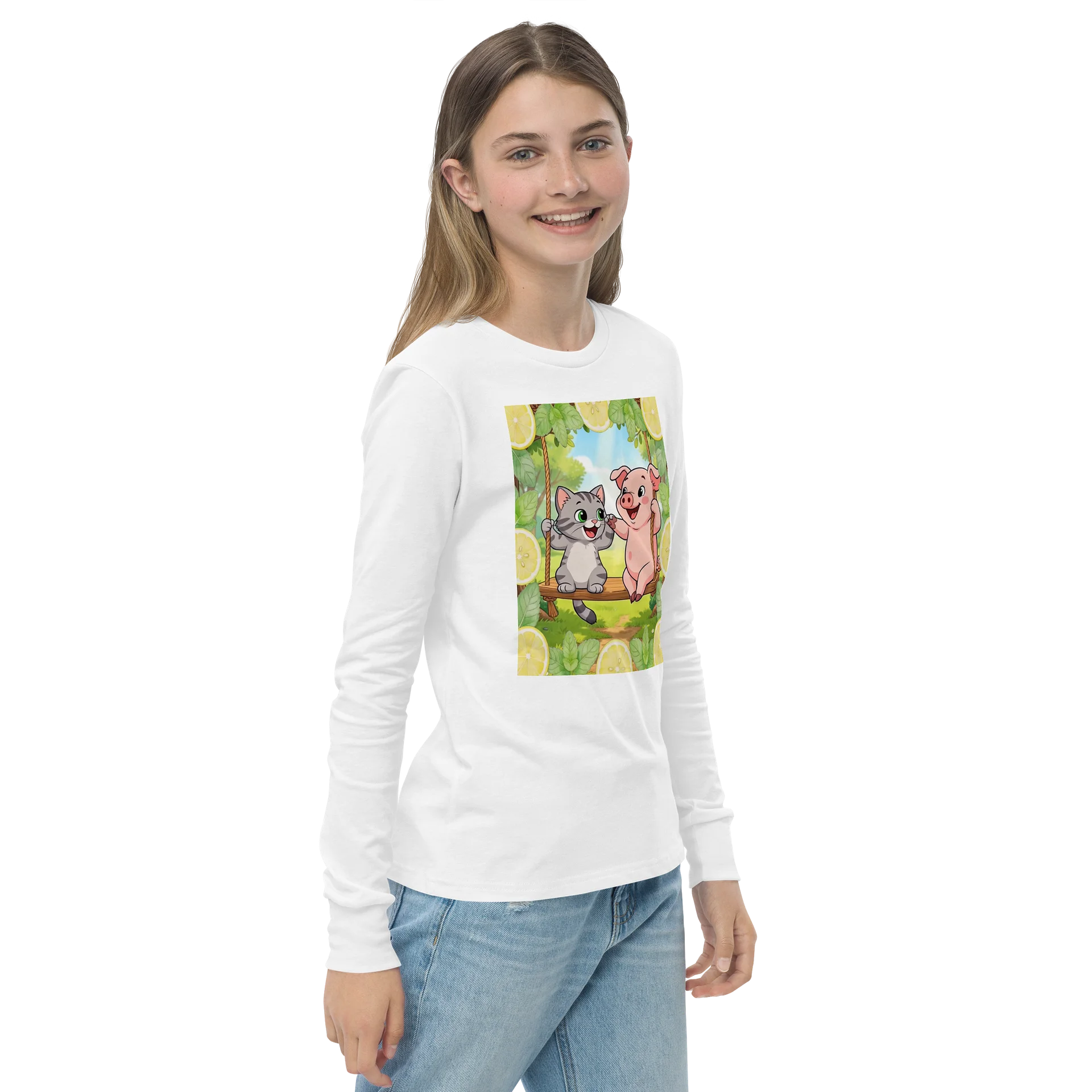 Cute Cat & Pig Swing Youth Tee product image (4)