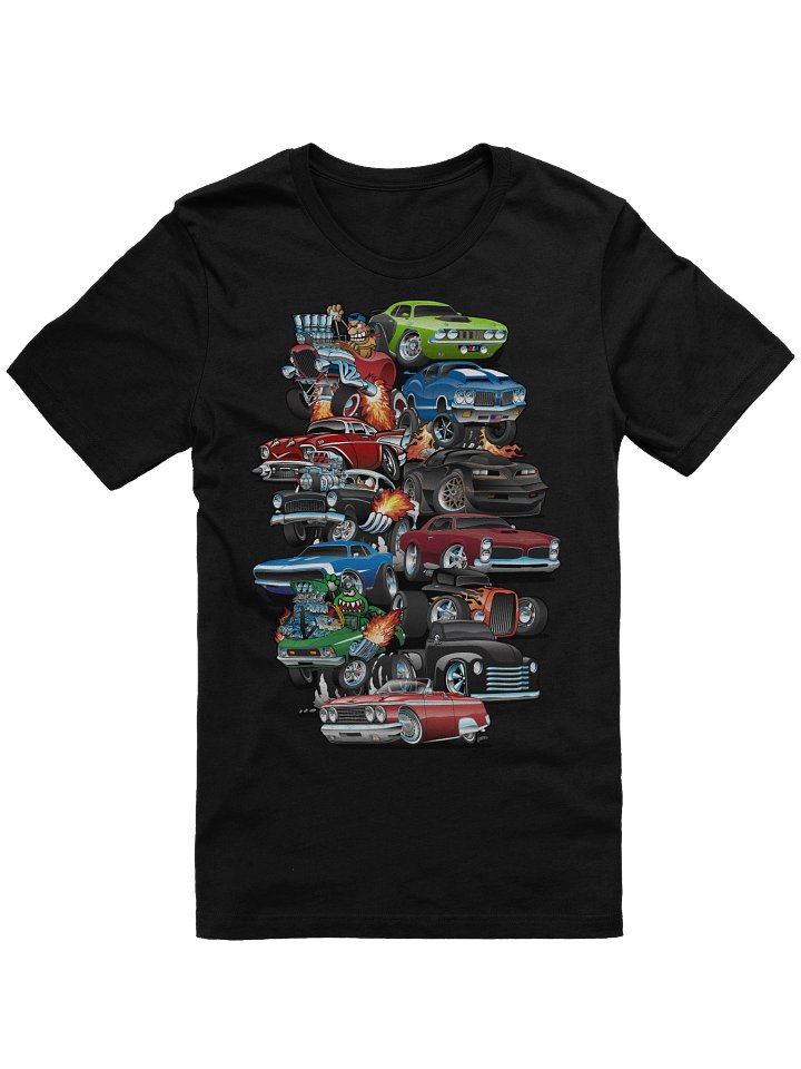Car Madness! Muscle Cars, Classic Cars and Hotrods Cartoon T-Shirt product image (1)
