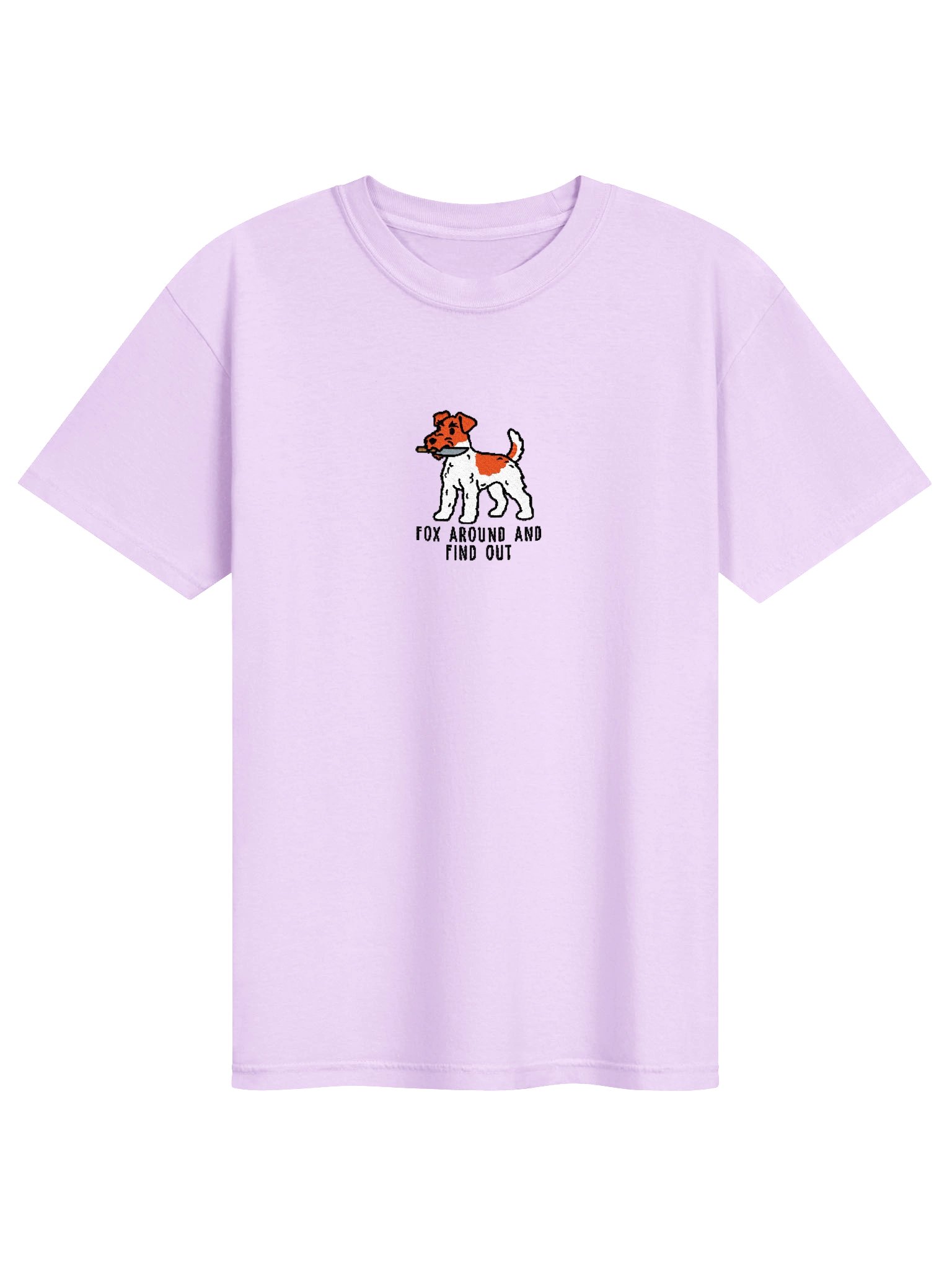 Fox Around and Find Out Funny Chibi-Style Embroidered T-Shirt for Wire Fox Terrier(Red & White) Owners product image (91)