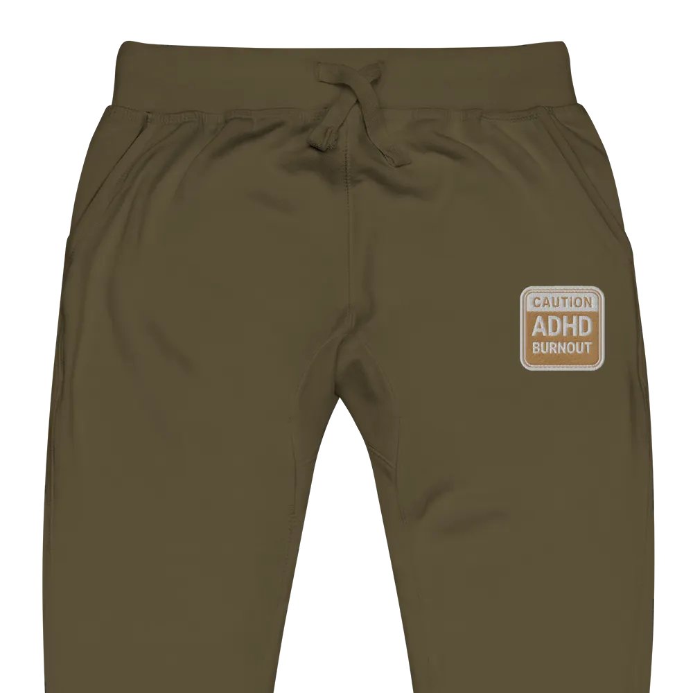 CAUTION: ADHD BURNOUT (brass design) embroidered unisex joggers product image (1)