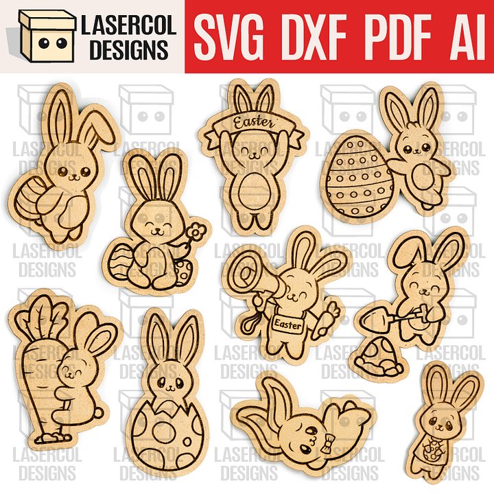 Easter Bunny Paint Kit DIY Cut Outs Set 3 - Laser Cut Files product image (1)