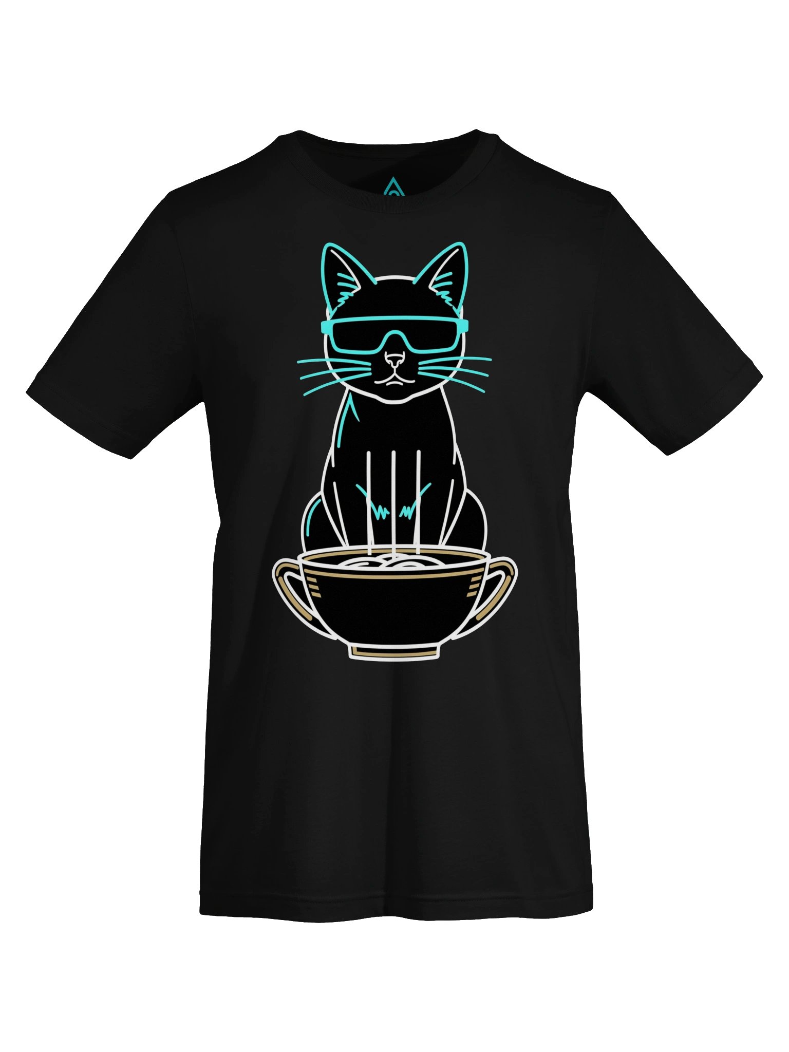 Neon Cat in a Cup Tee | Cyberpunk Cat T-Shirt | Black Unisex Streetwear product image (5)