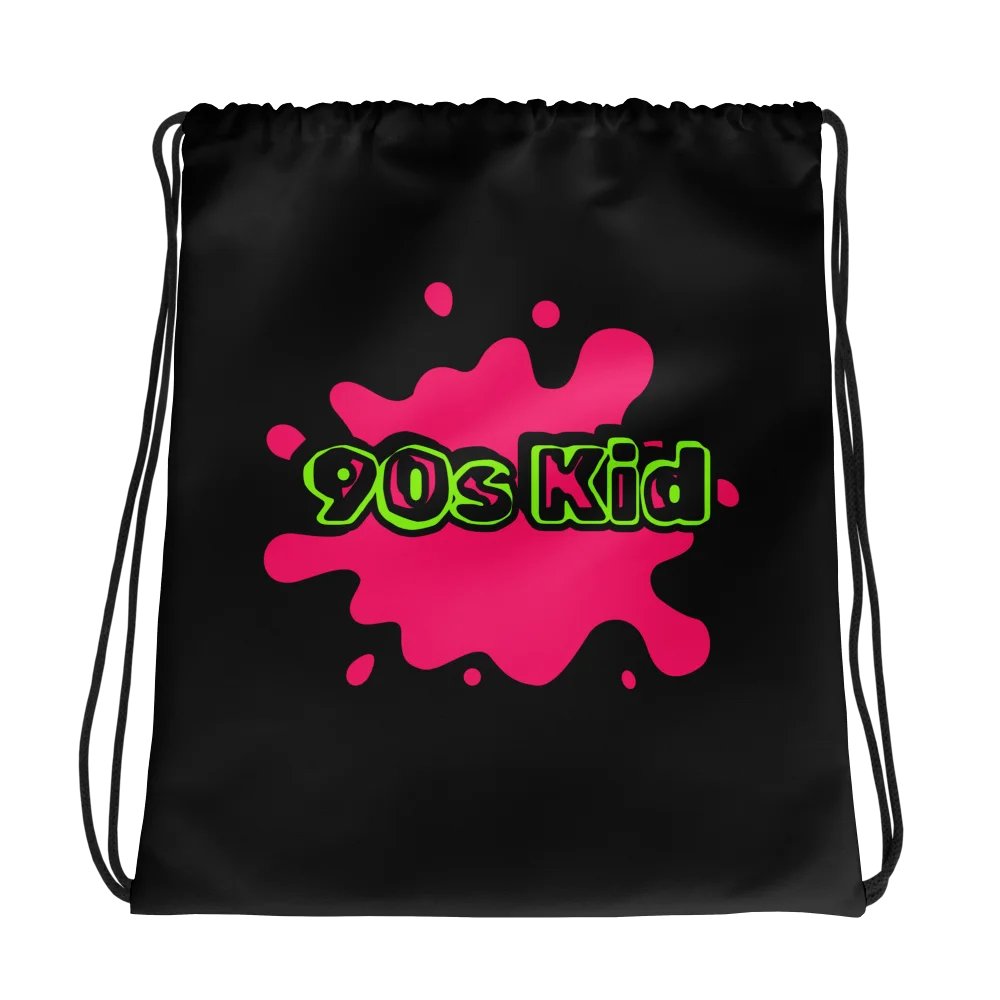 "90s Kid" Drawstring Bag (Black) product image (1)