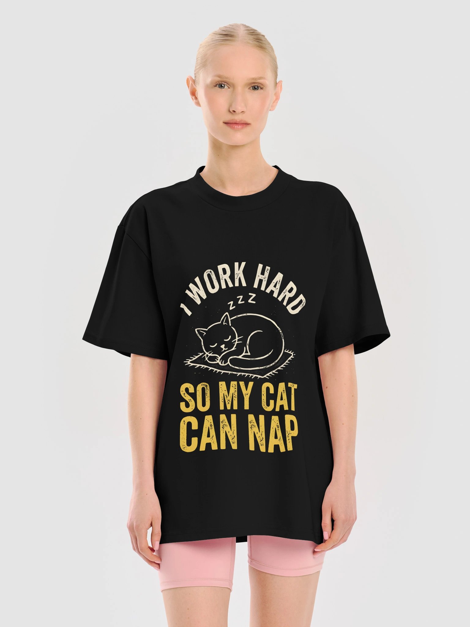 Funny Cat Lover "I Work Hard So My Cat Can Nap" Vintage Graphic T-Shirt product image (26)