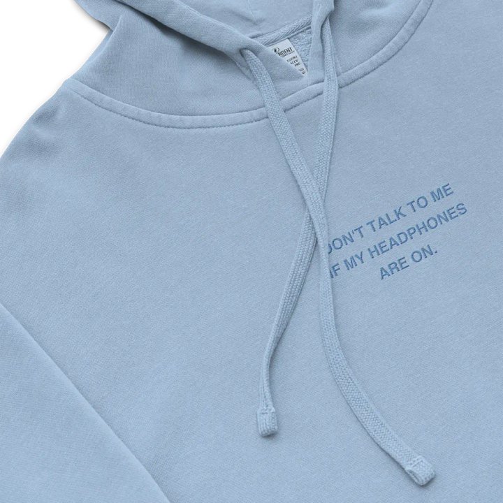 HEADPHONES ON (aqua) embroidered pigment hoodie product image (1)