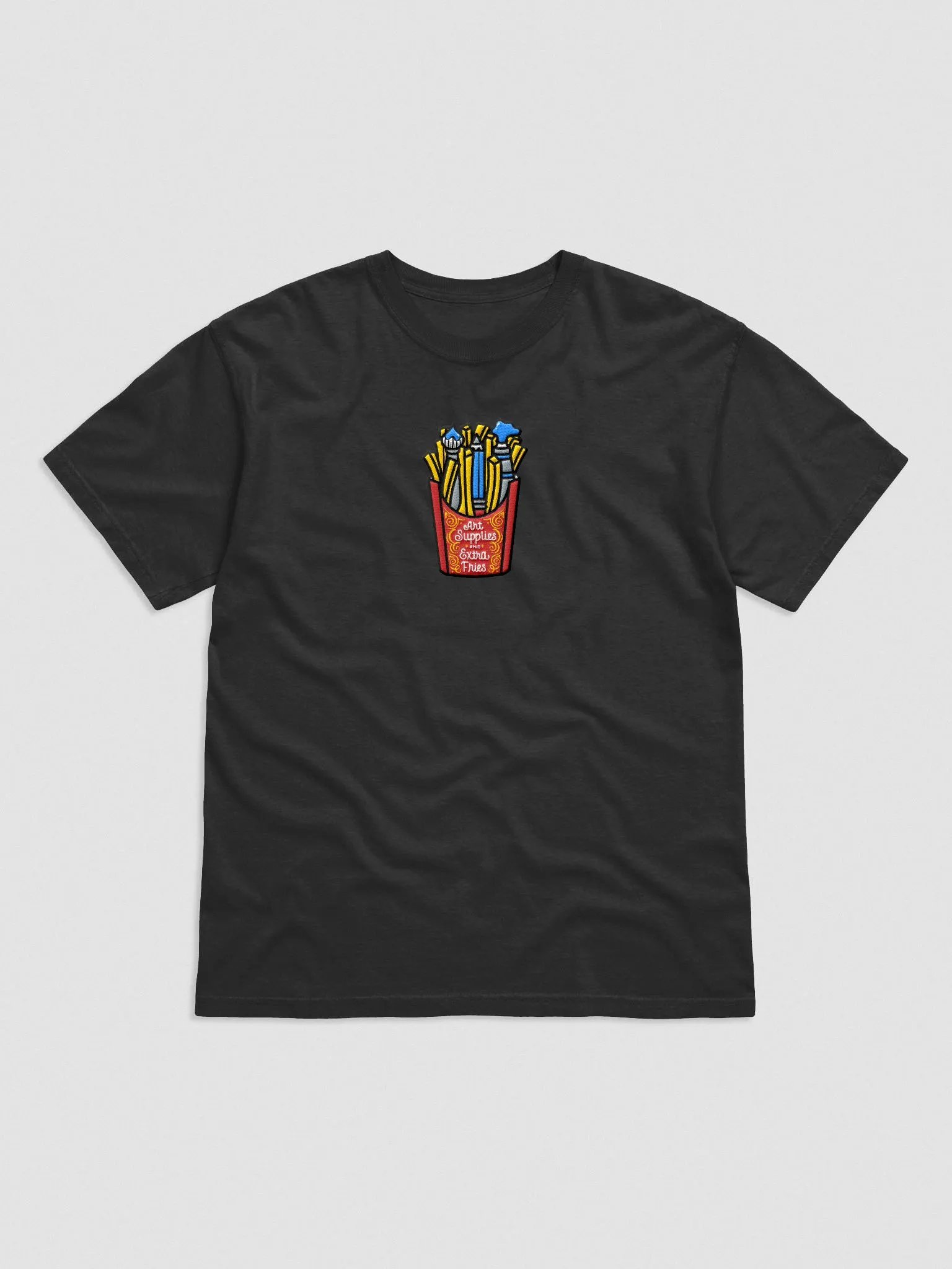 Art Supplies and Extra Fries Embroidered T-Shirt product image (1)