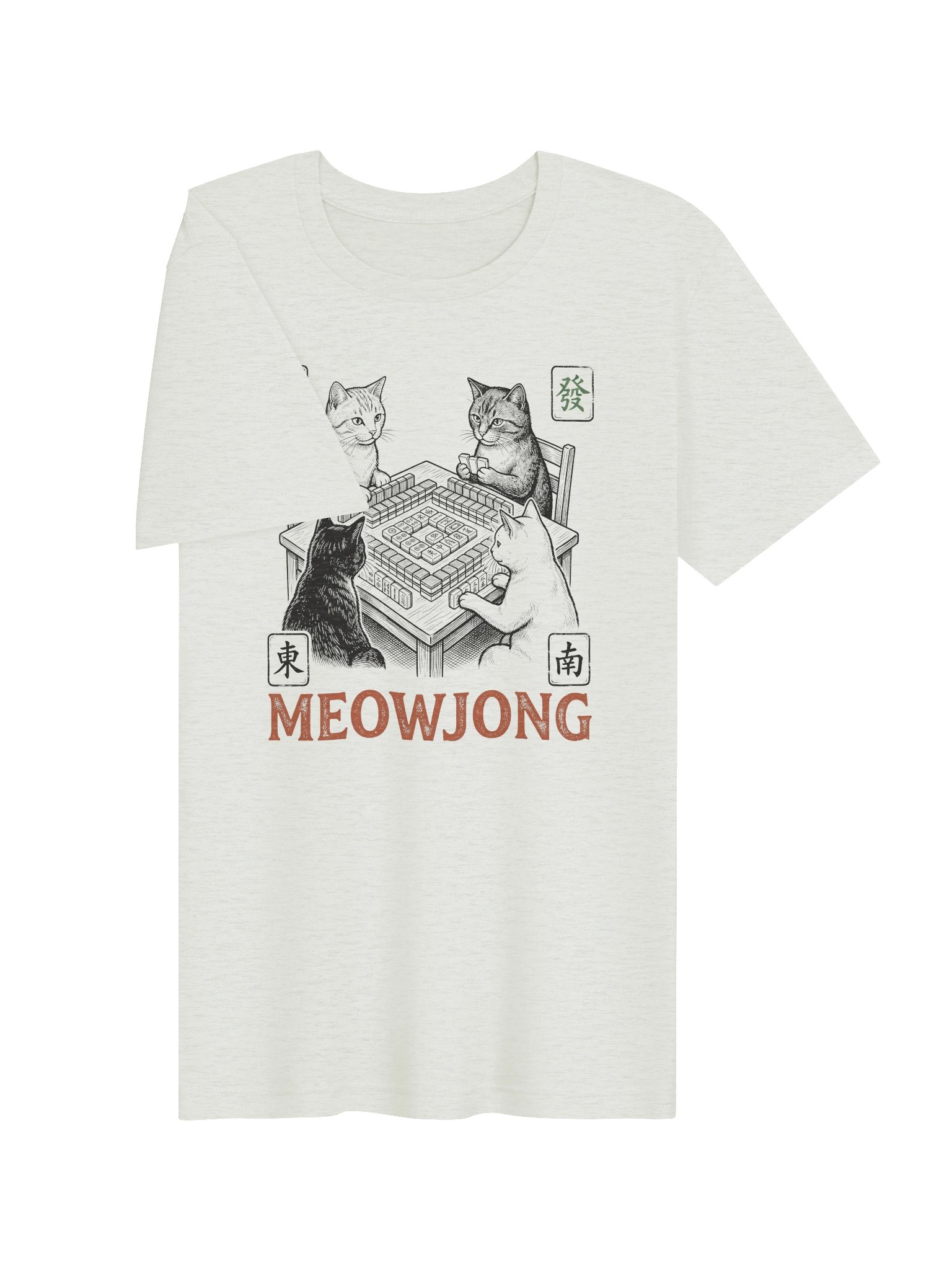 Meowjong Cat Mahjong T-Shirt | Funny Mahjong & Cat Lover Tee TTS - Silver product image (4)