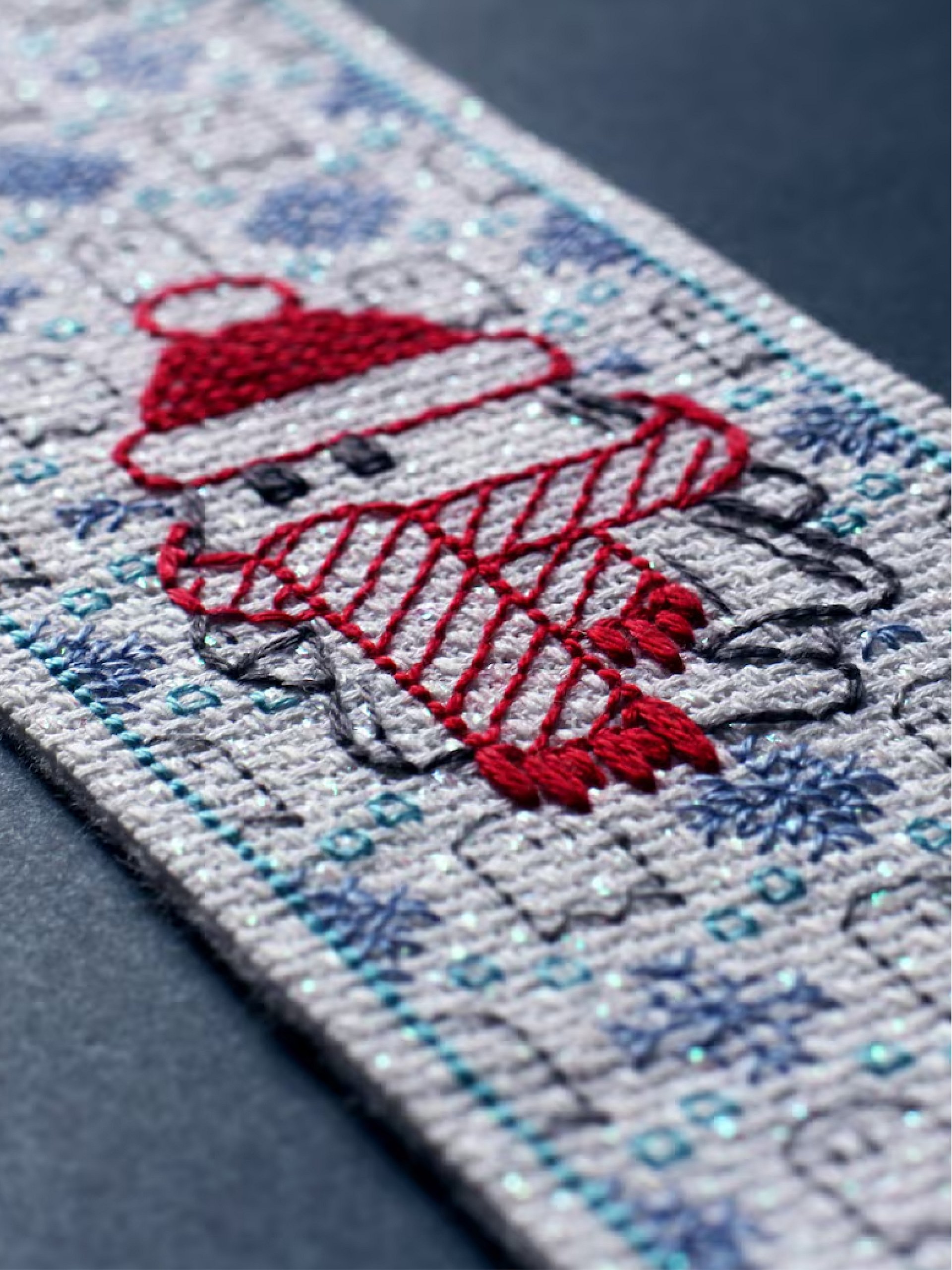 Holiday Spirit Bookmark • Blackwork Cross Stitch Pattern • PDF Digital Download product image (6)