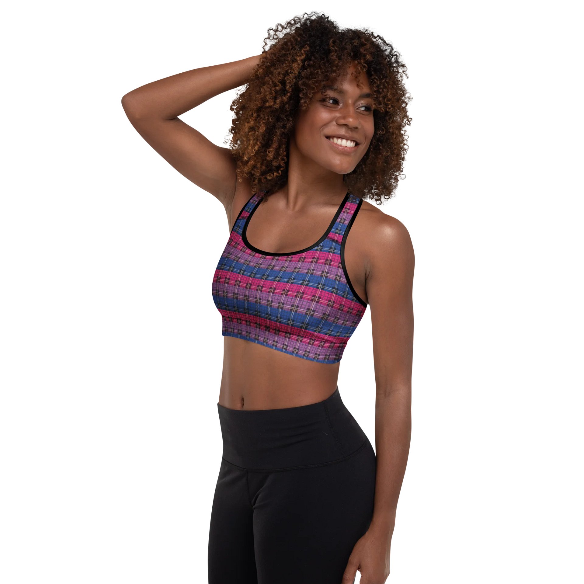 Bisexual Pride Plaid Padded Sports Bra product image (5)