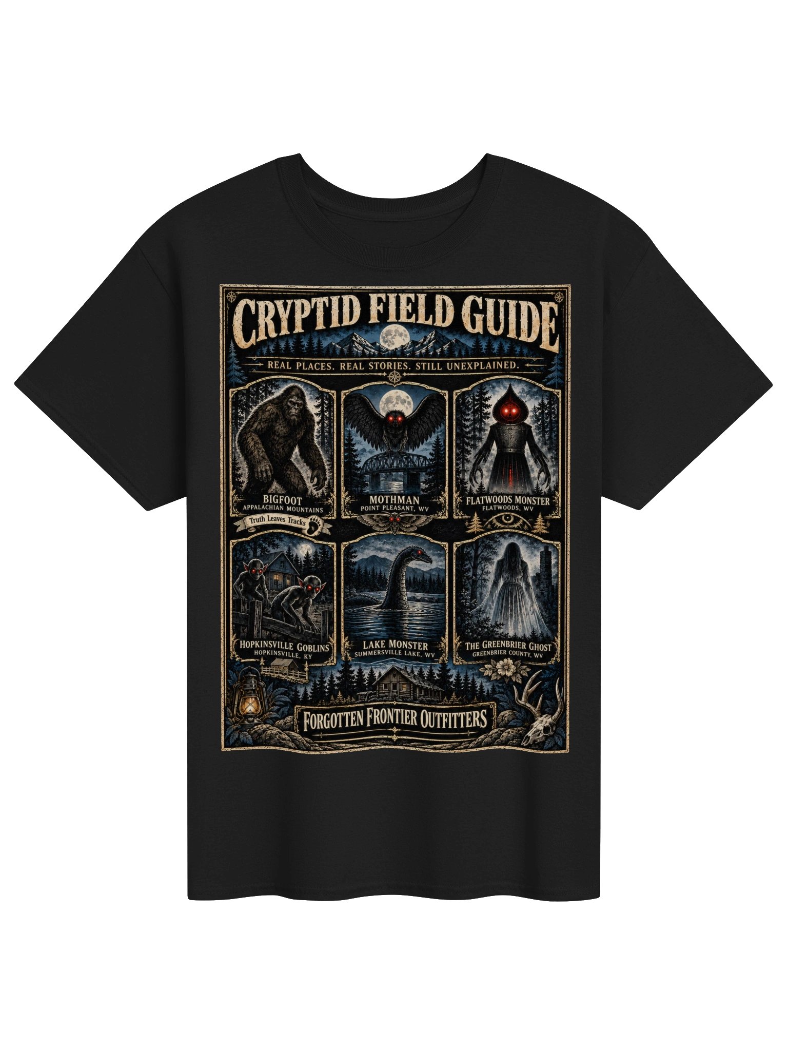 Cryptid Field Guide T-Shirt – Bigfoot, Mothman & Appalachian Legends Tee product image (1)