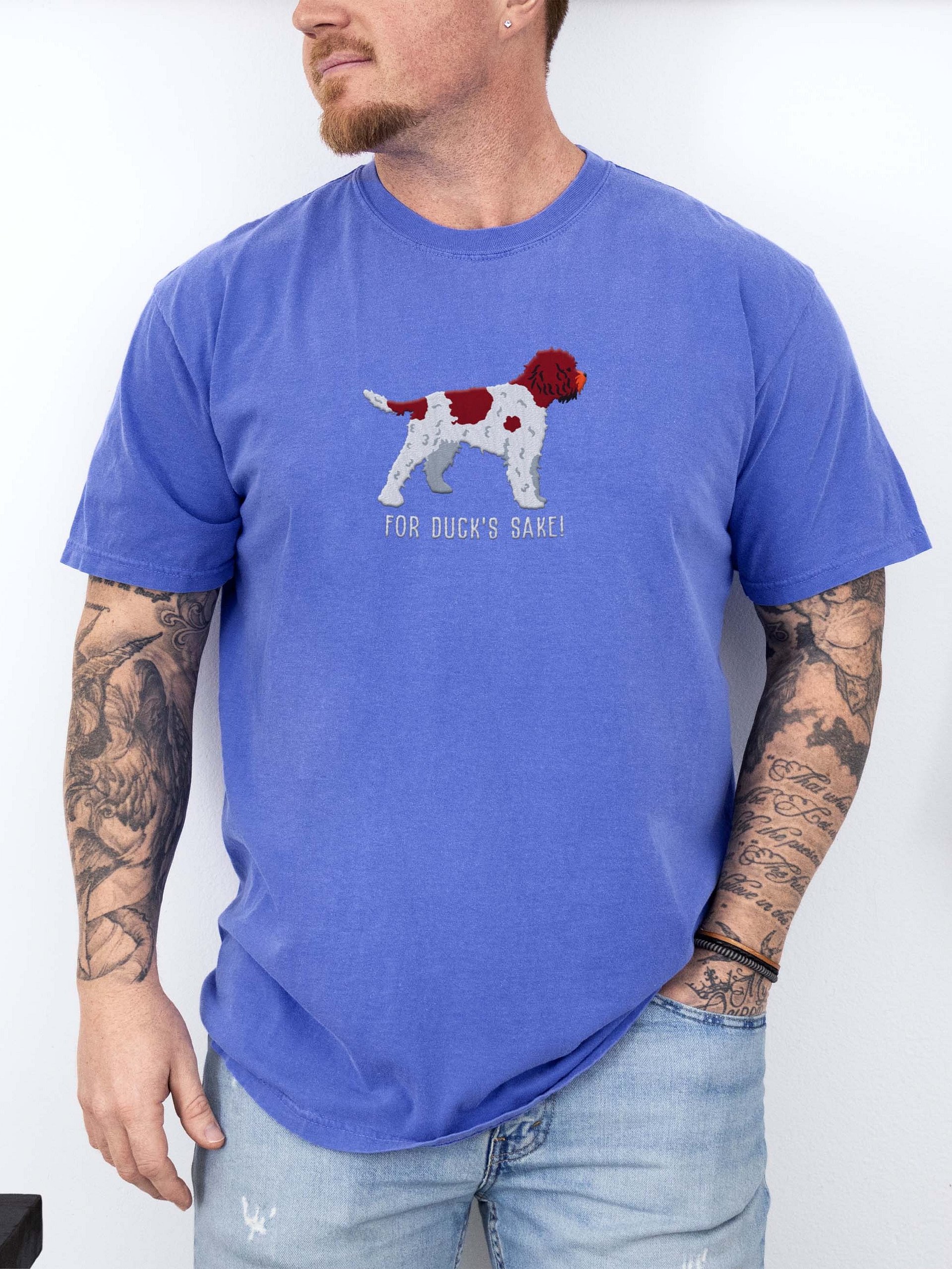 For Duck's Sake! T-Shirt(Embroidered) of a Lagotto Romagnolo(Liver & White) product image (2)