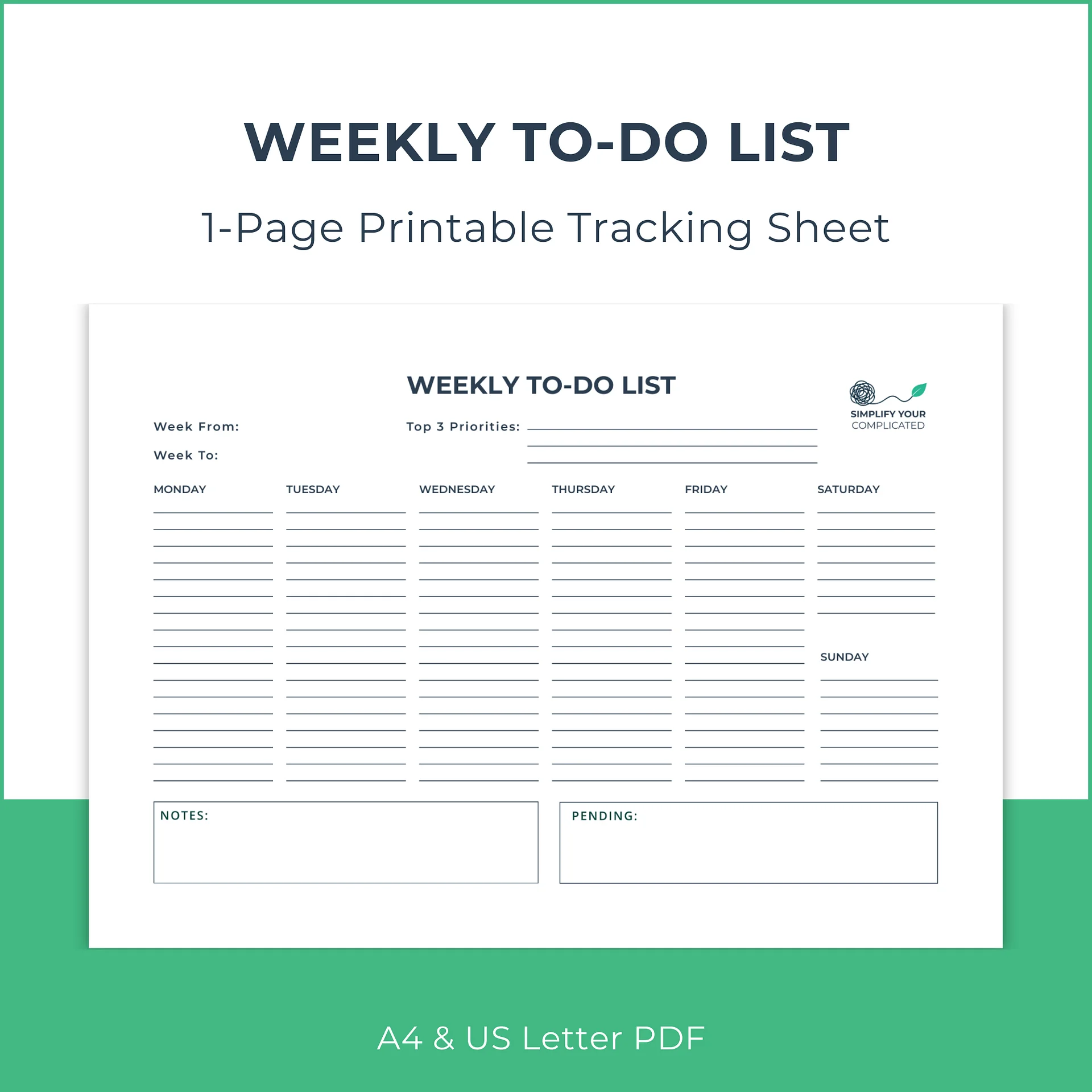 Weekly To-Do List Landscape product image (1)