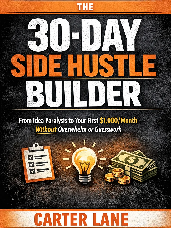 The 30-Day Side Hustle Builder (PDF): From Idea Paralysis to Your First $1,000/Month product image (1)