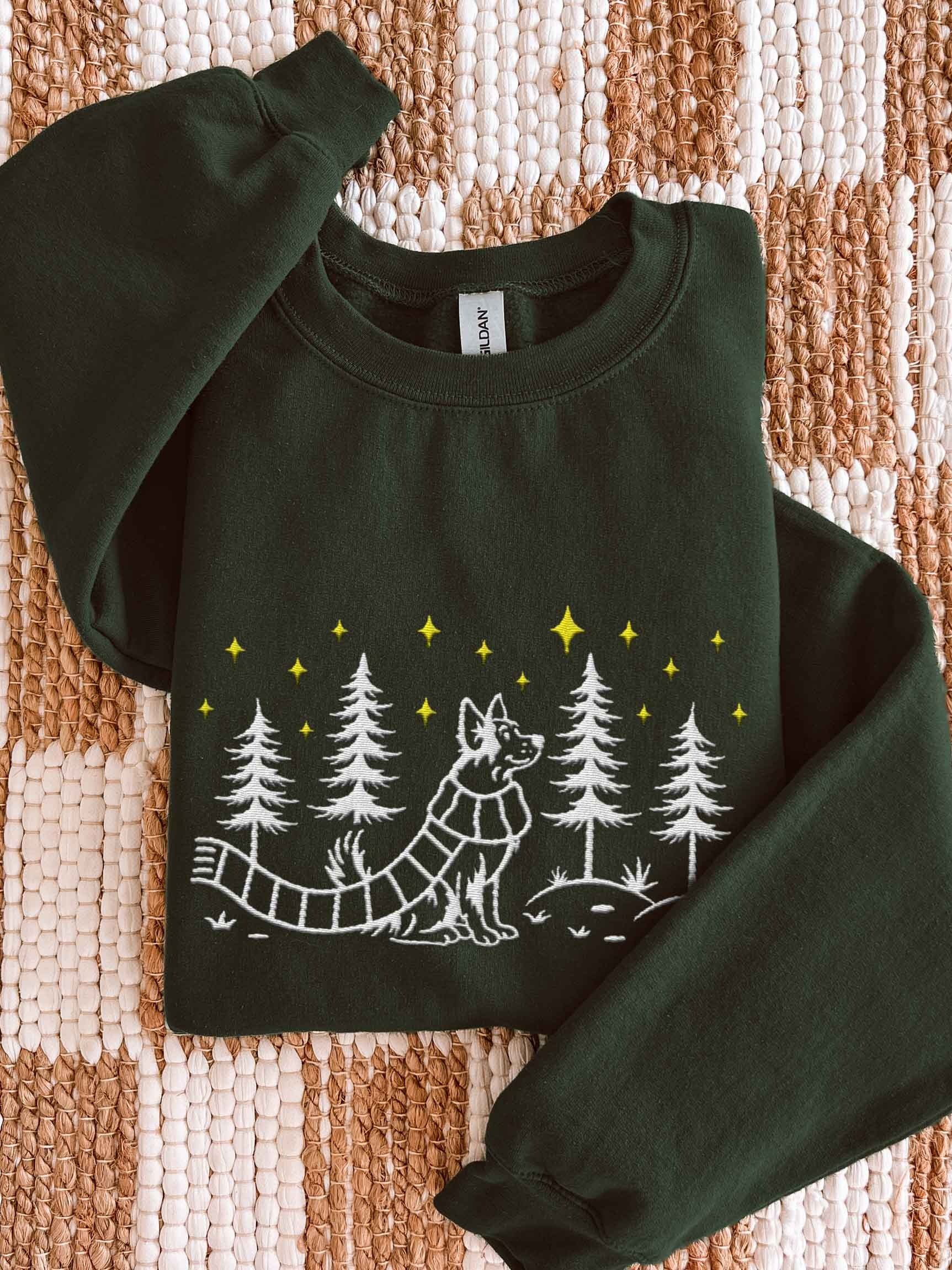 Australian Cattle Dog(2) Winter/Christmas Line Art Design Embroidered Sweatshirt product image (1)
