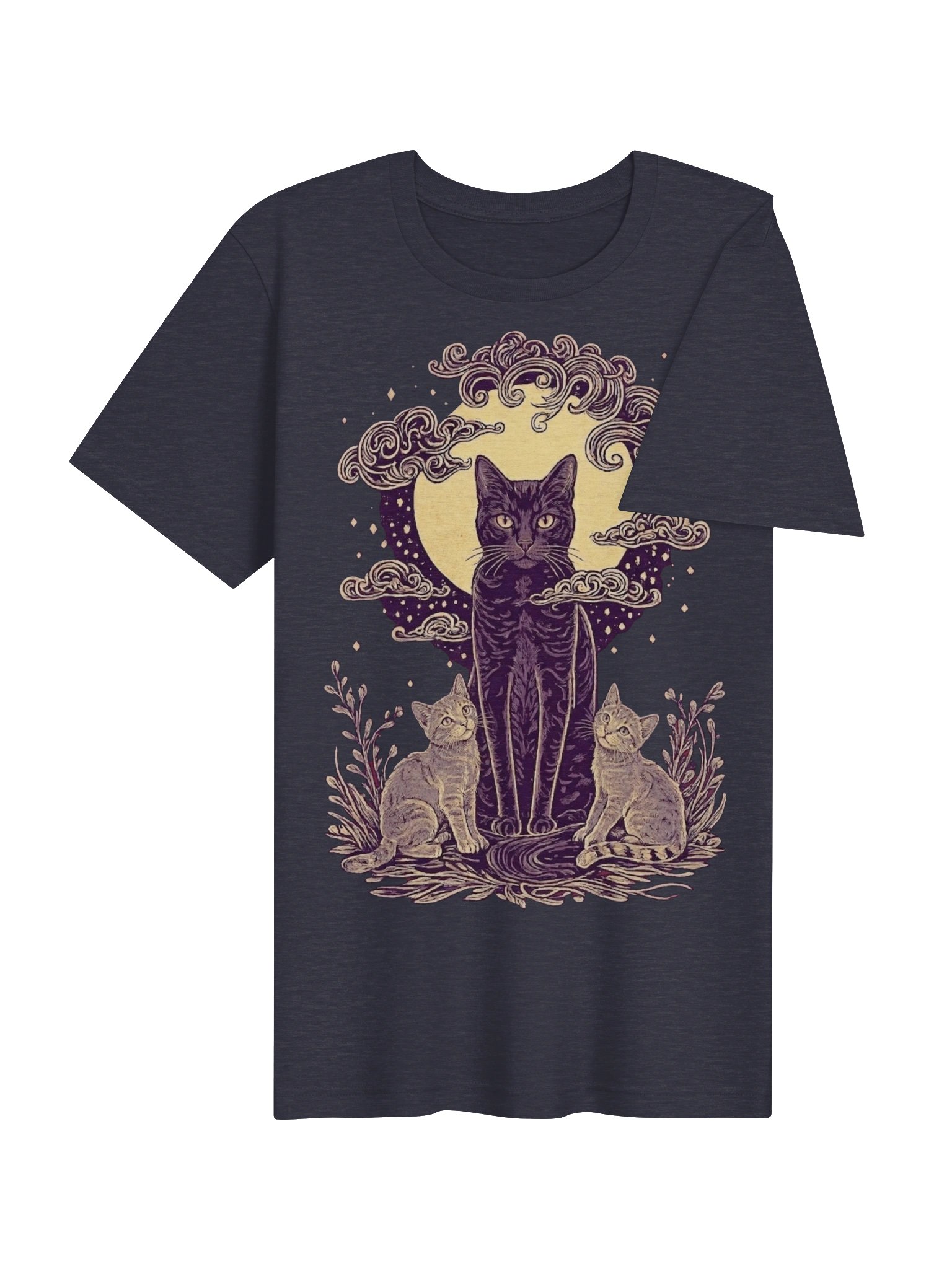 Moonlit Black Cat Shirt, Mama & Baby Cats, Mystical Moon Tee product image (5)
