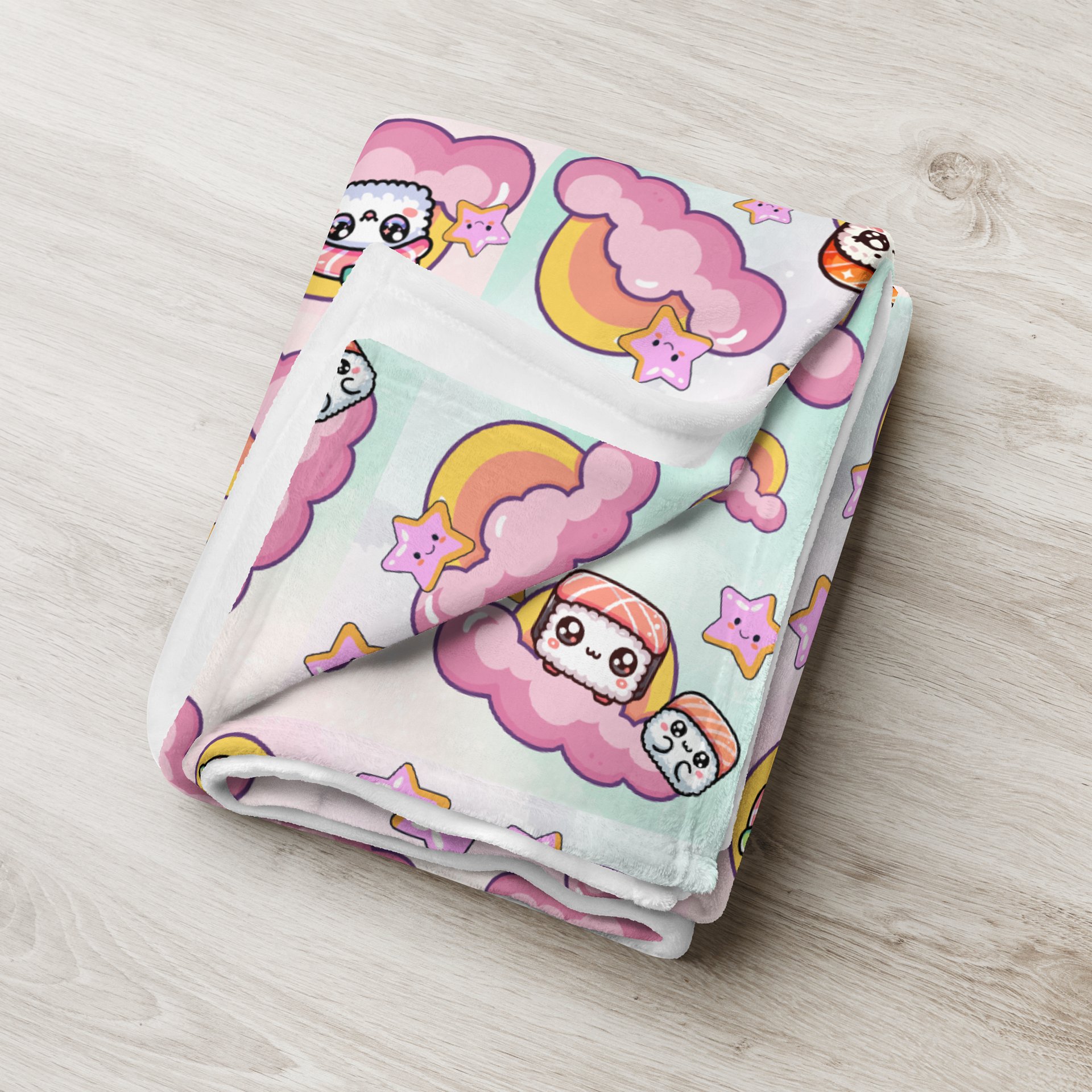 Sushi Stars and Clouds Throw Blanket product image (4)