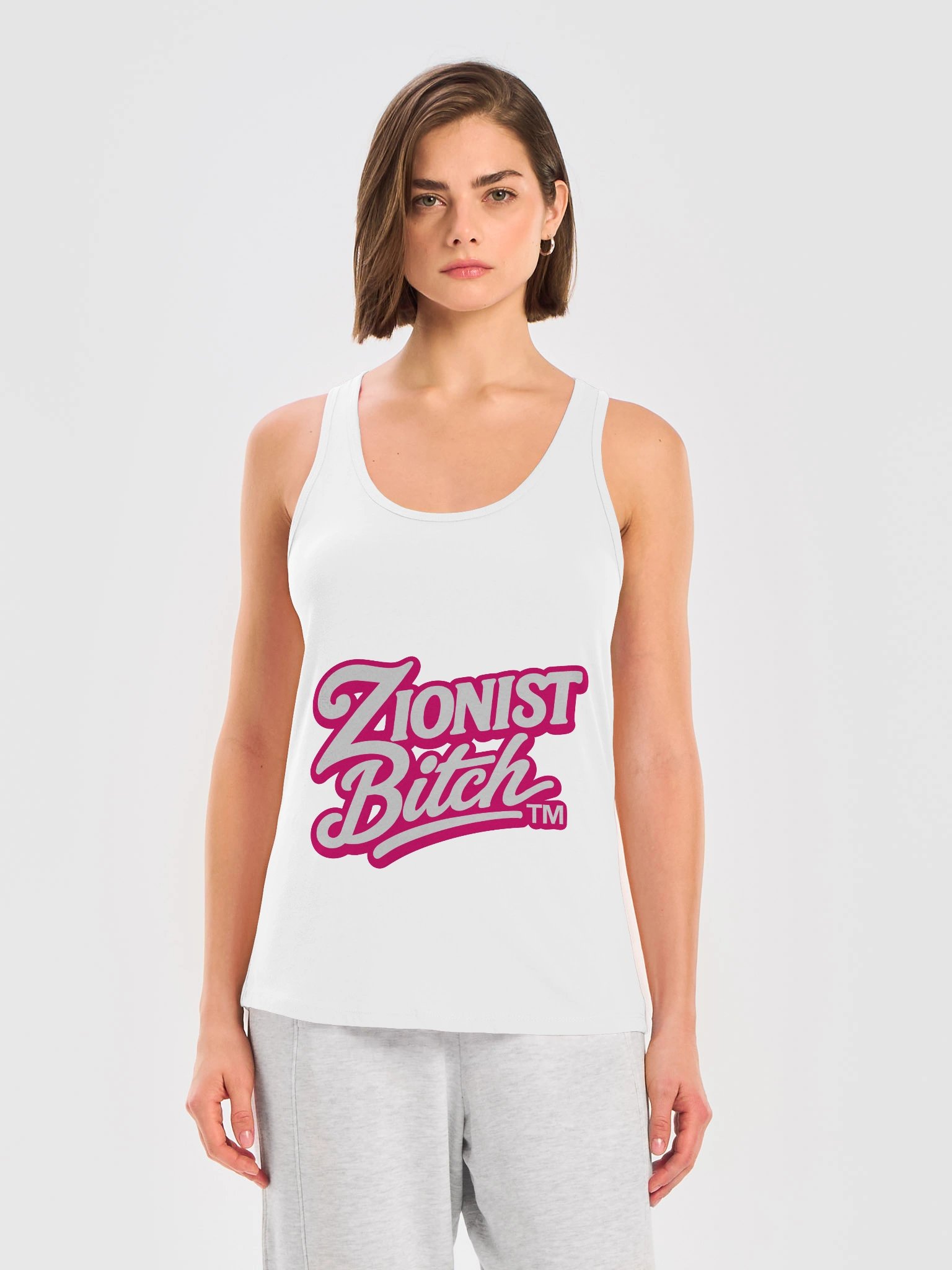 Zionist Bitch Script Tank (White) product image (3)