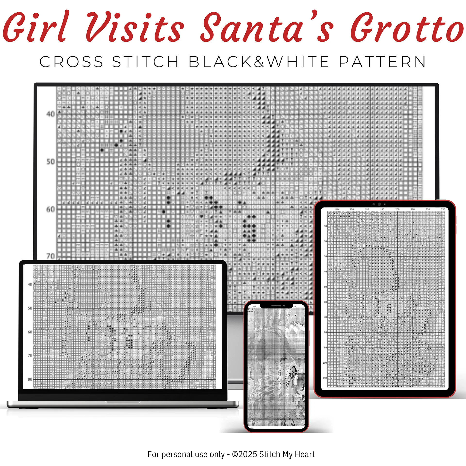 Girl Visits Santa's Grotto Cross Stitch Pattern product image (4)