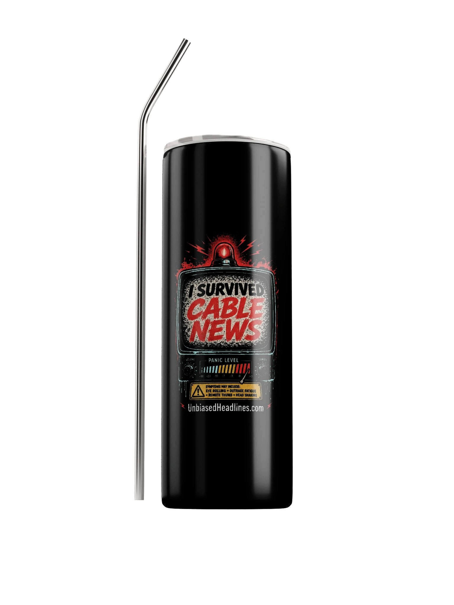 I Survived Cable News (TV Panic-Meter) Stainless Steel Tumbler product image (1)