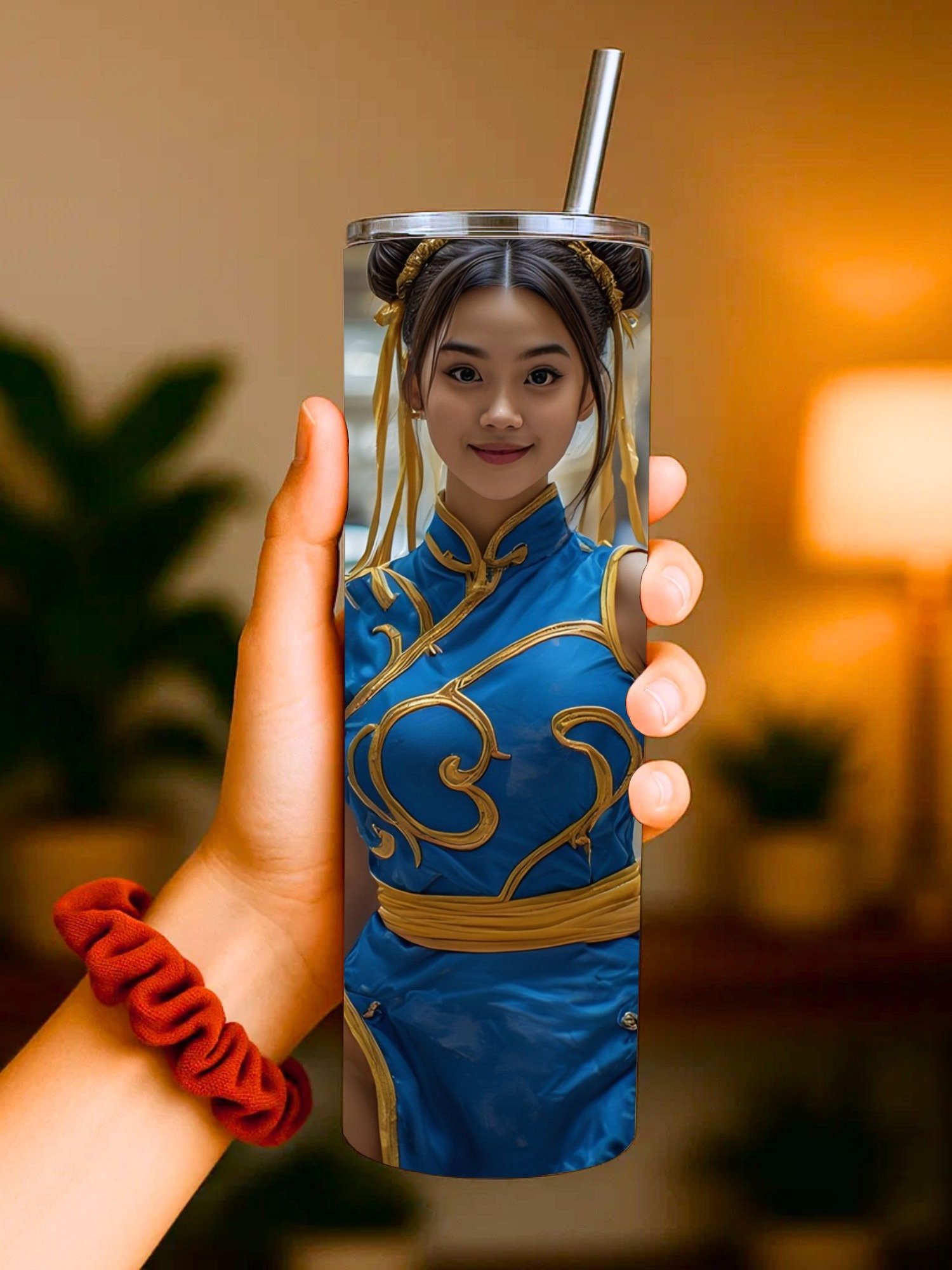 Chun Li Blue Qipao Cosplay 20oz Tumbler product image (4)