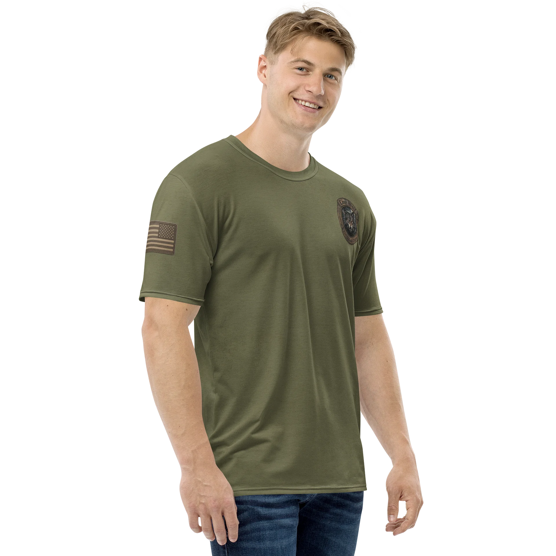 Lone Wolf MötoGraffitti Weathered OD Green Tee product image (4)