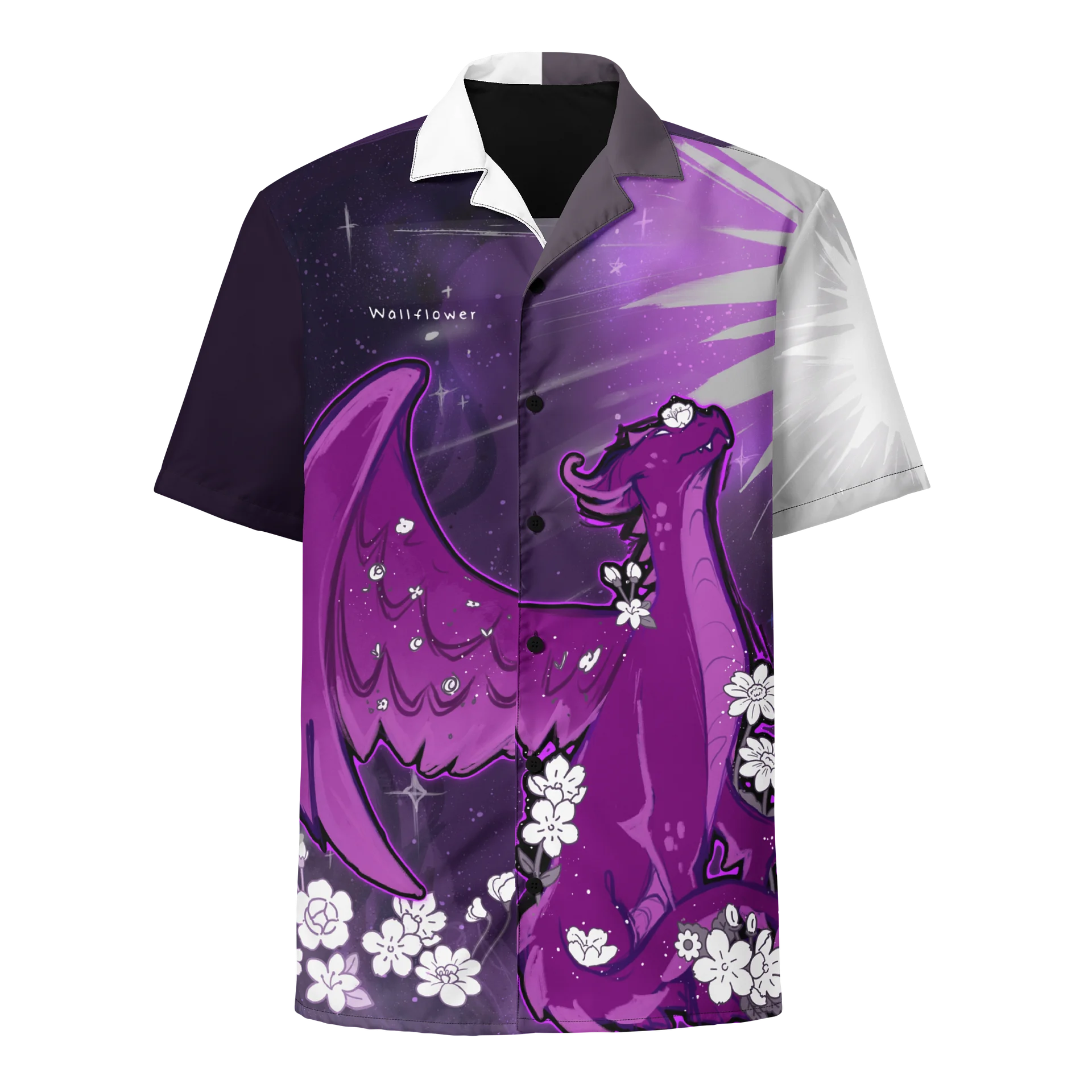 Asexual Subtle Pride Dragon Button Up Shirt product image (4)