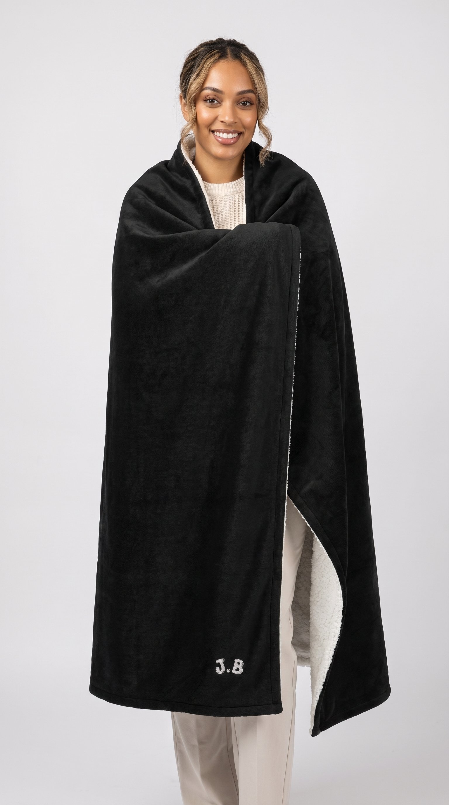 Custom J.B Embroidered Premium Sherpa Fleece Blanket (50" x 60") product image (4)