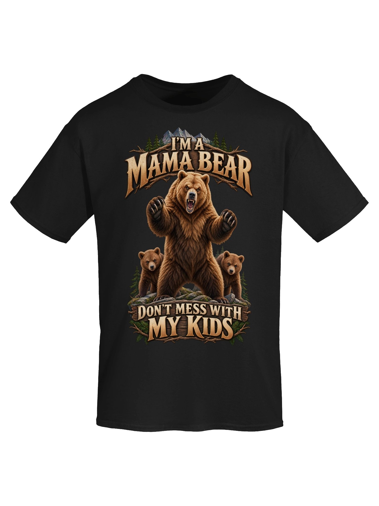 Grizzly Bear - I'm a Mama Bear Dont Mess With My Kids - Unisex Gildan Heavyweight 100% Cotton T-Shirt product image (5)