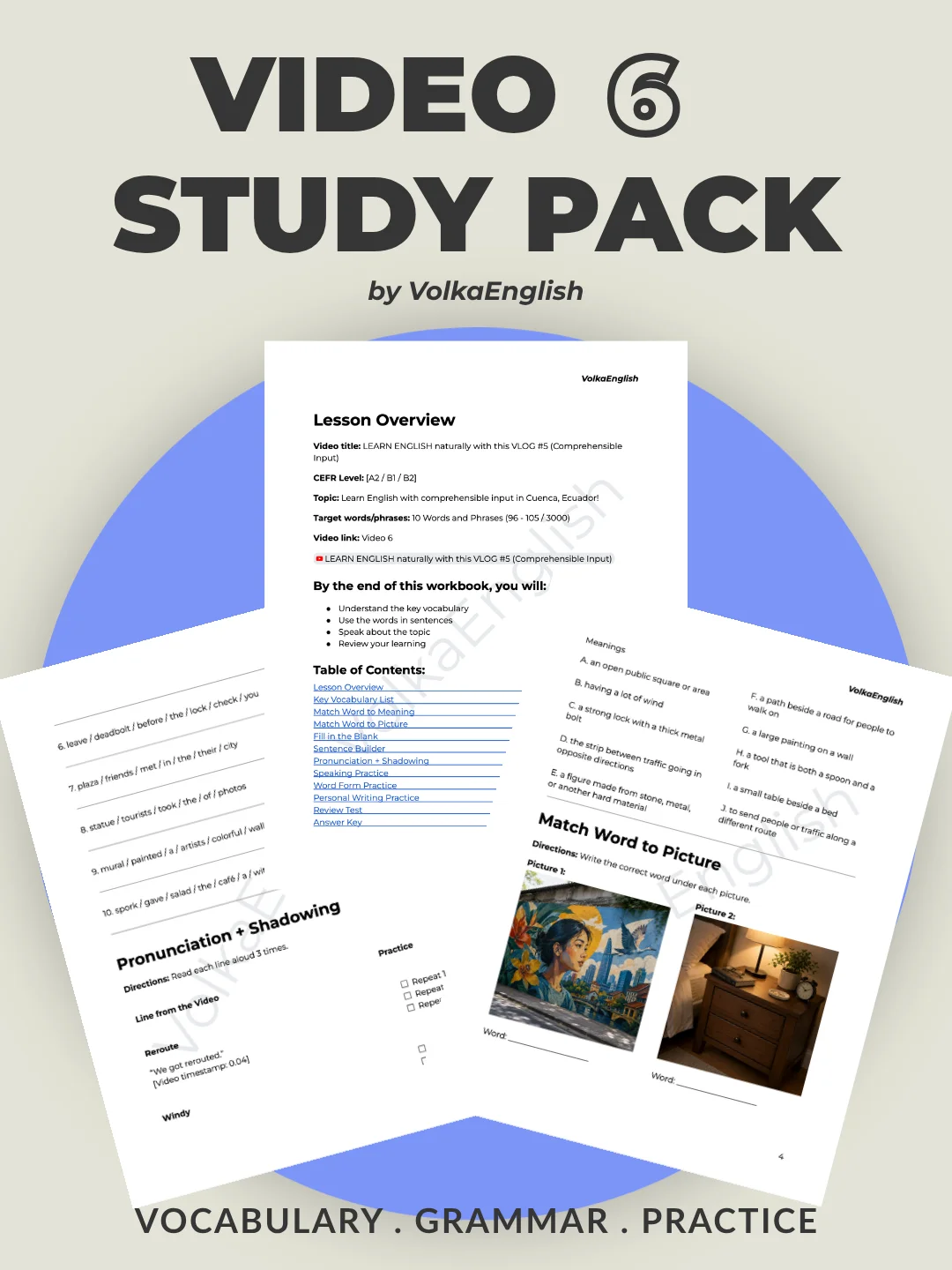 LEARN ENGLISH naturally with this VLOG #5 (Comprehensible Input) - Video 6 Study Pack product image (1)