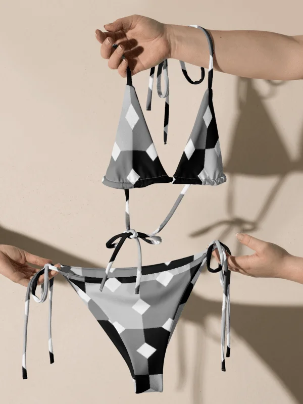 His House String Bikini Set - Monochrome Mosaic product image (7)