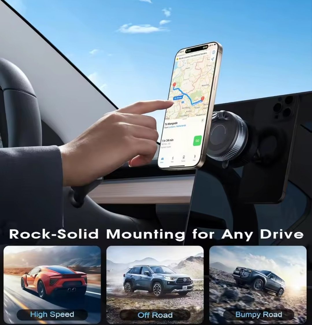 Magnetic Car Phone Holder 360° for iPhone – Vacuum Suction Cup Mount, Foldable Cell Phone Stand, Strong Magnet Car Mount Compatible with iPhone MagSafe Case product image (4)