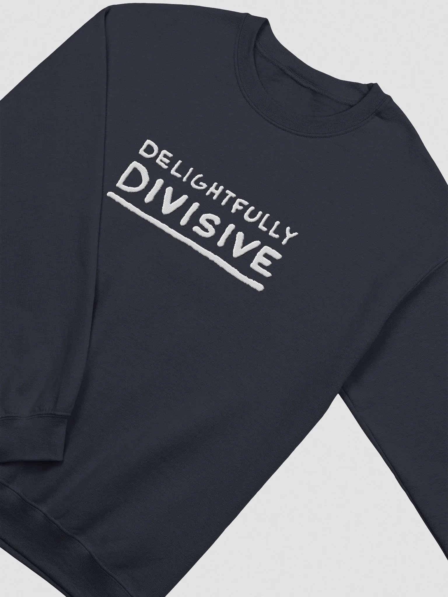 DELIGHTFULLY DIVISIVE (lg., white design) embroidered crewneck product image (19)