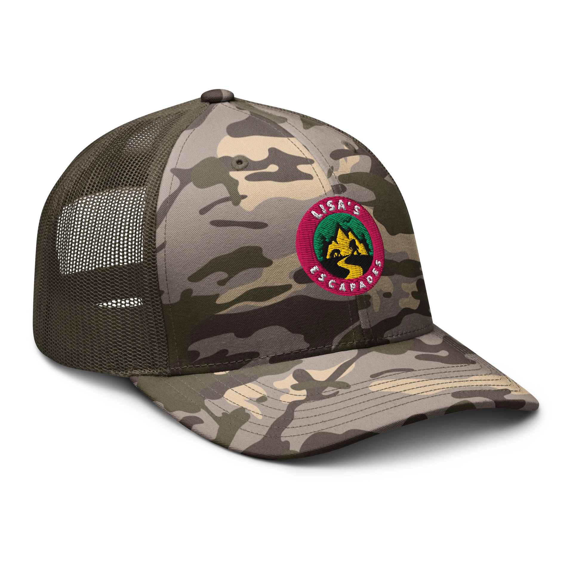 Lisa’s Escapades Adventure Logo Camo Olive Hat product image (6)