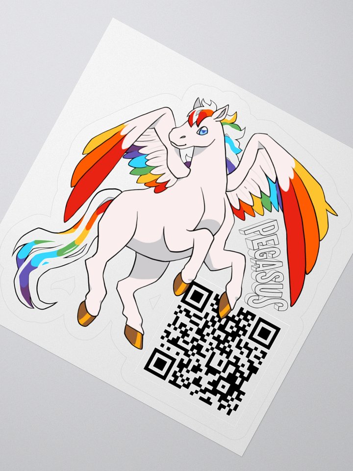 Rainbow Pegasus Kiss Cut Stickers with QR product image (2)