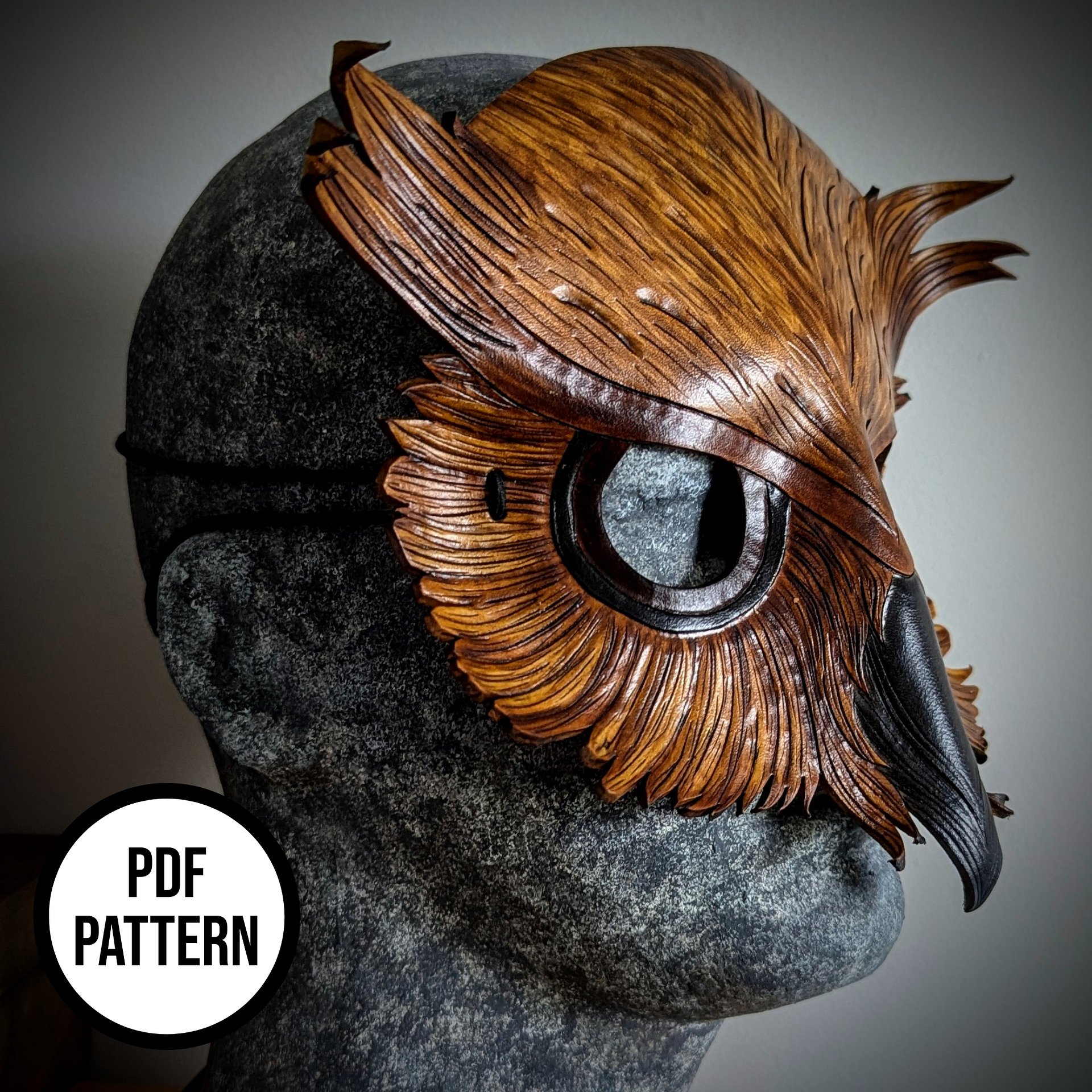 Owl Mask PDF Pattern for Leather product image (3)