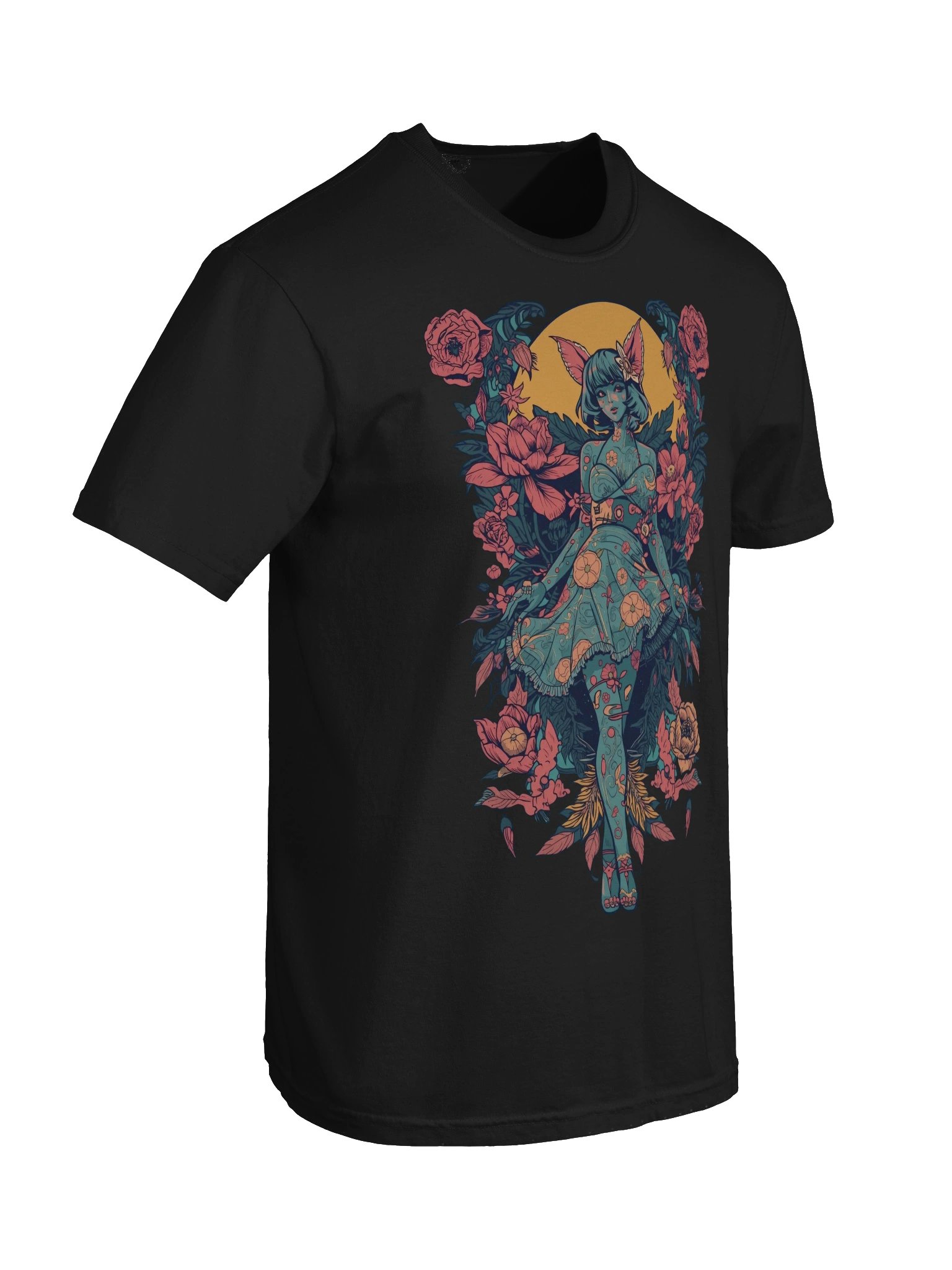 Floral Halo Cat‑Girl Heavyweight Tee product image (7)