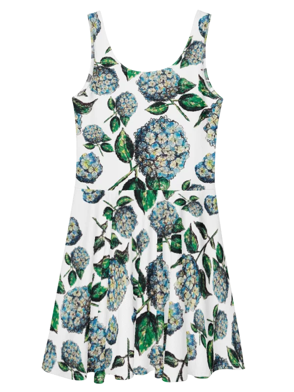 Blue Hydrangea Blooms Skater Dress | Watercolor Floral Fit & Flare Dress | Monique Faella Designs™ product image (6)