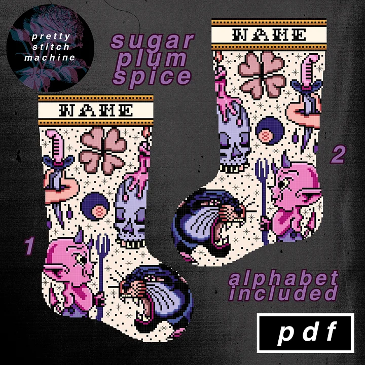Traditional Tattoo Flash First Edition Sugar Plum Spice Christmas Stocking Pattern Set product image (1)