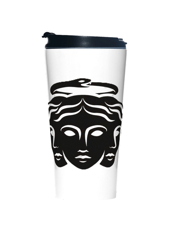 Triptych Faces Black & White Travel Mug — Zyvox product image (1)